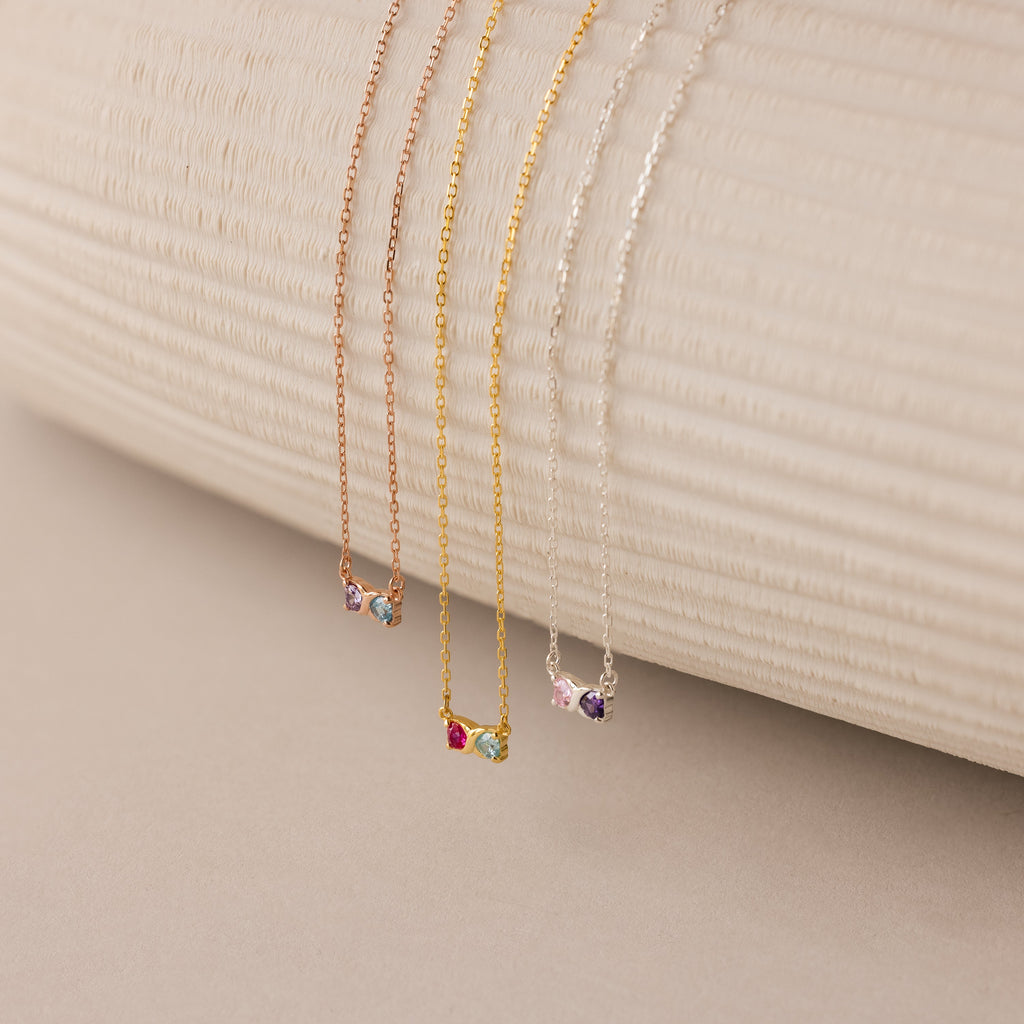 Toi et Moi Infinity Heart Birthstone Necklace