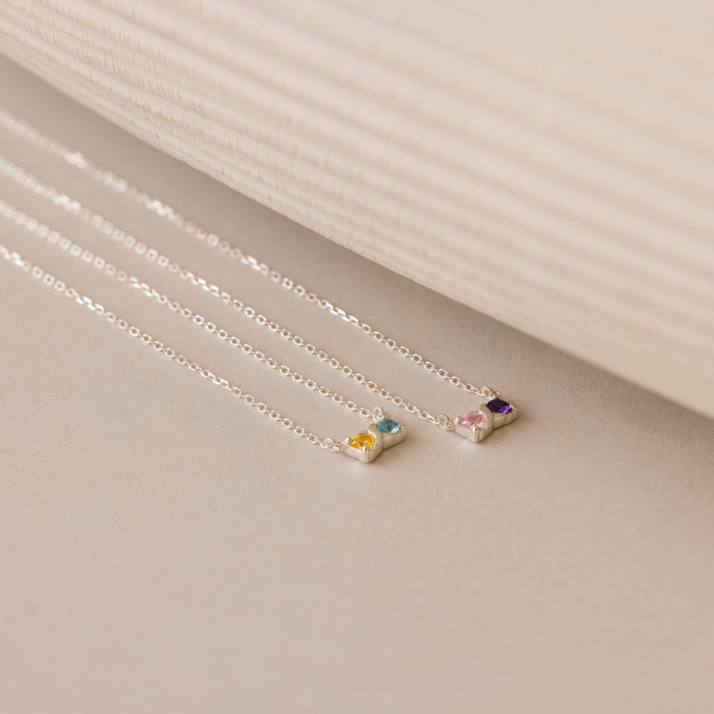 Toi et Moi Infinity Heart Birthstone Necklace