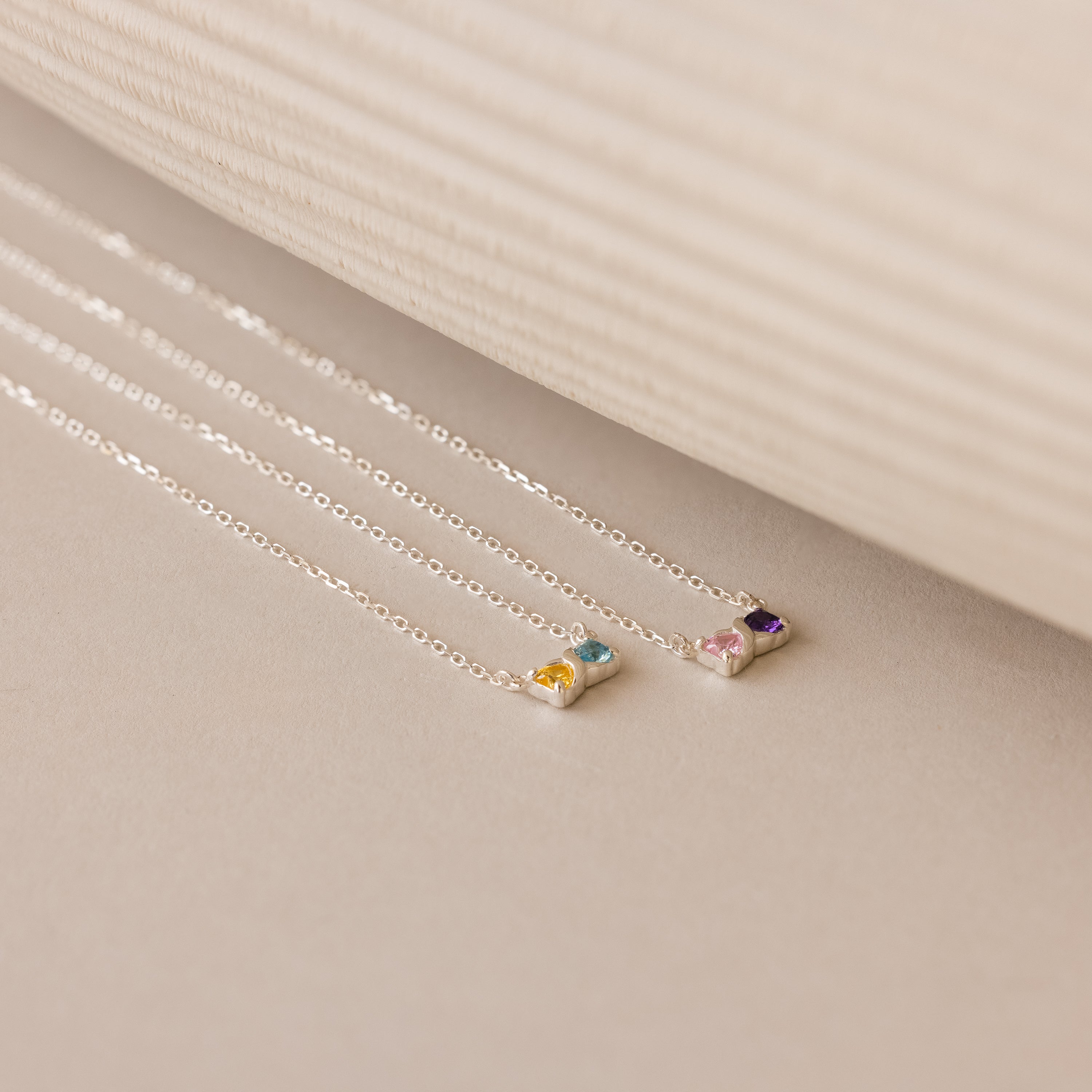 Toi et Moi Infinity Heart Birthstone Necklace