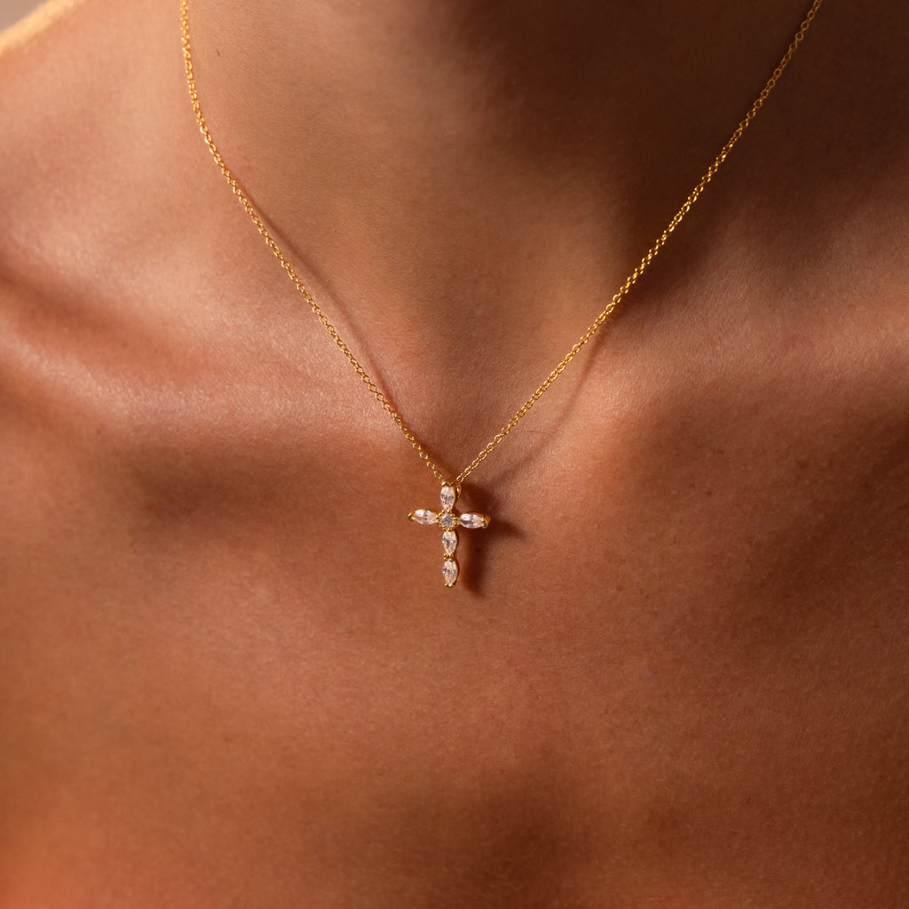 Marquise Diamond Cross Necklace