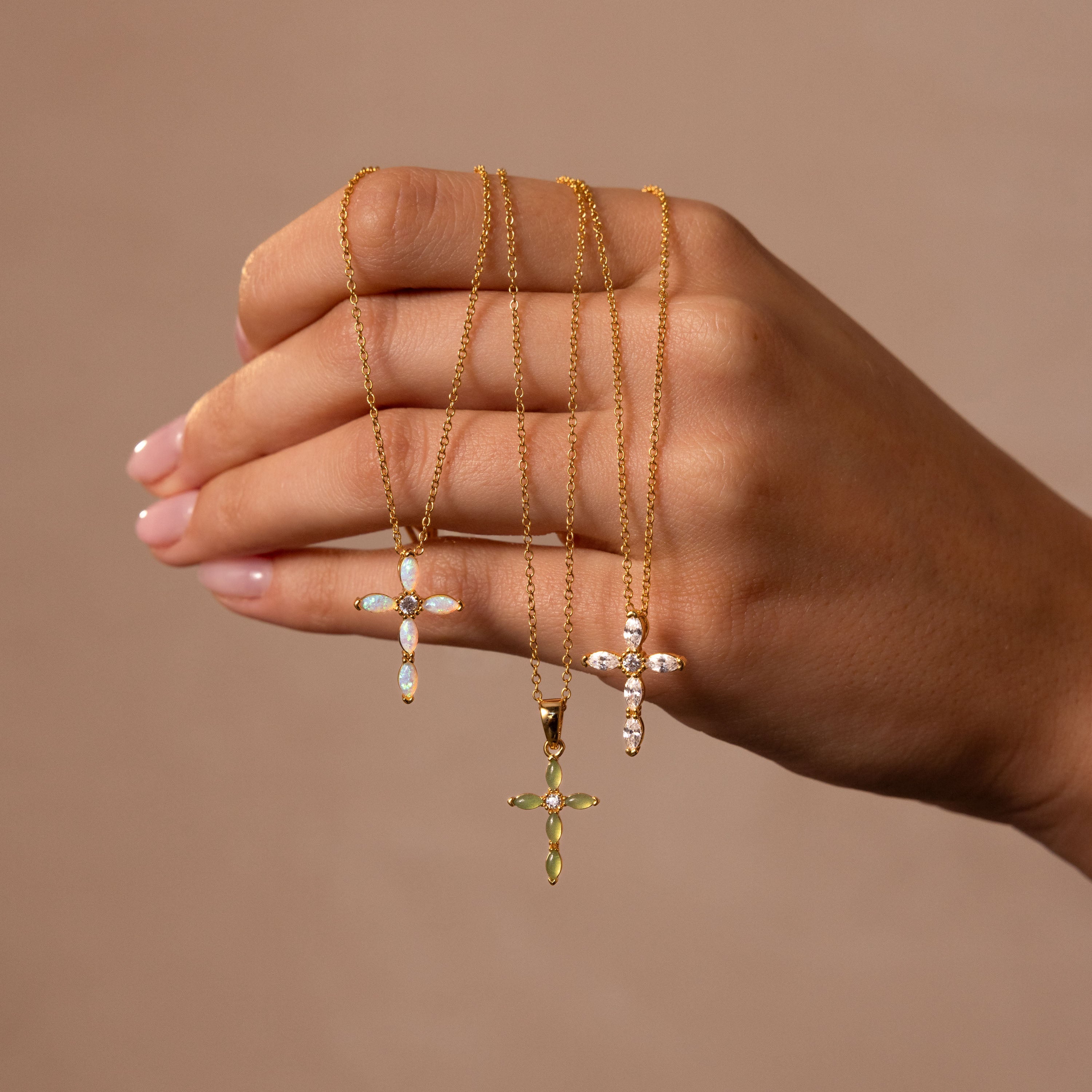 Marquise Opal Cross Necklace