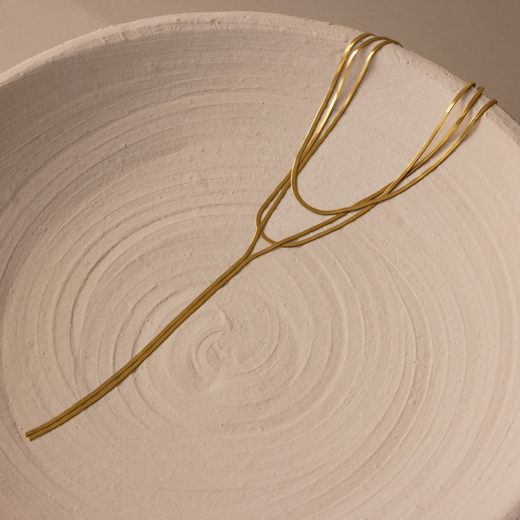 Long Y Herringbone Chain Necklace