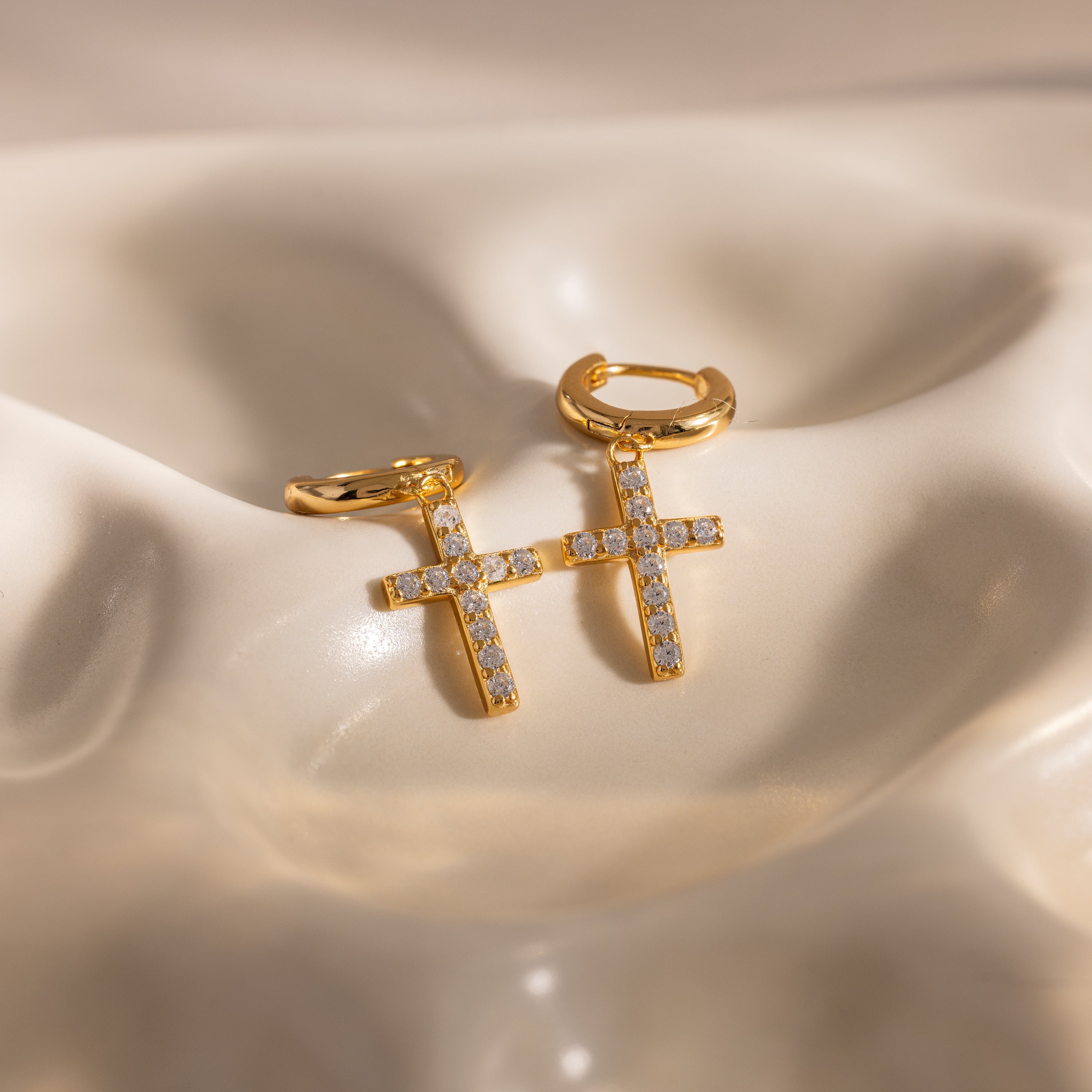 Pave Cross Hoops
