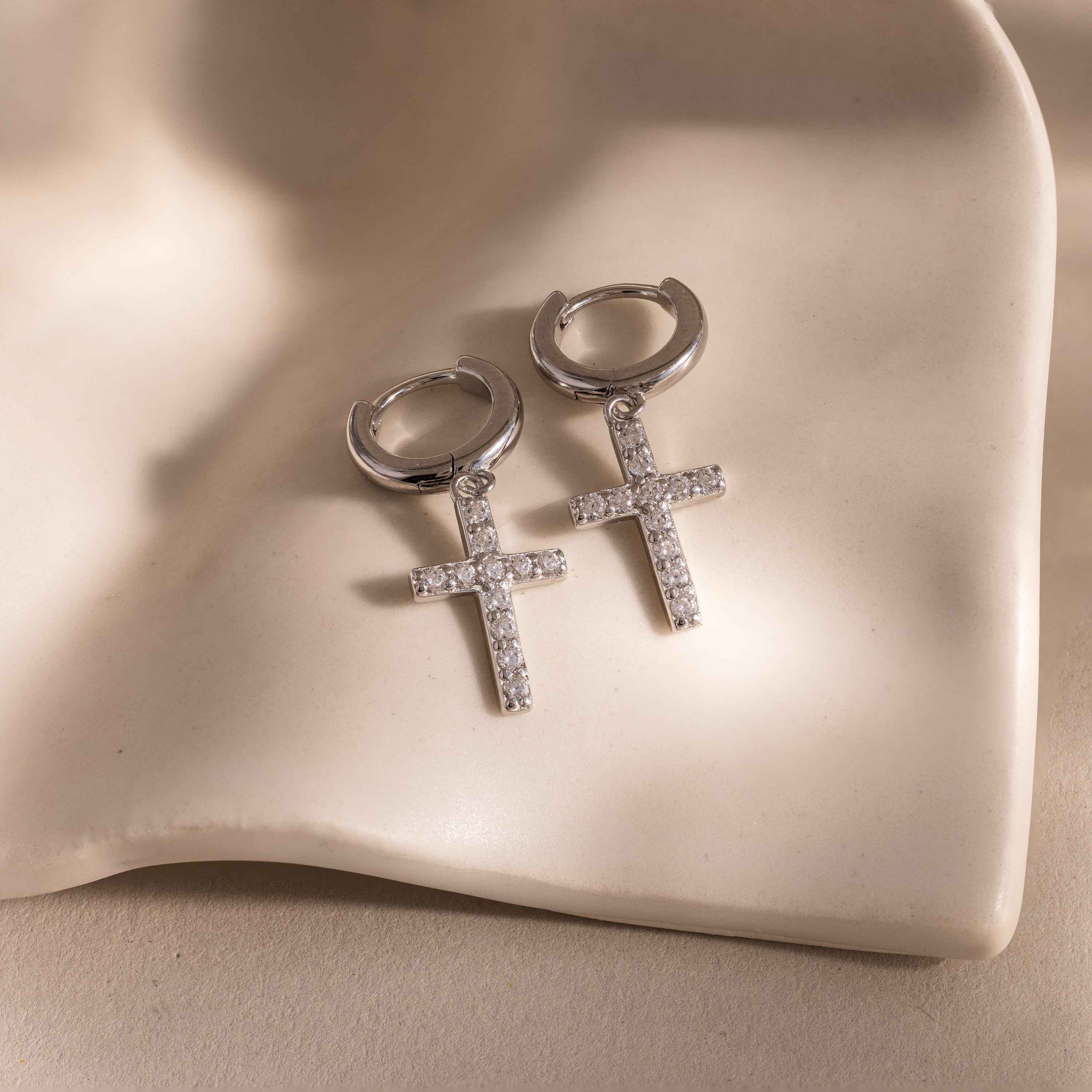 Pave Cross Hoops