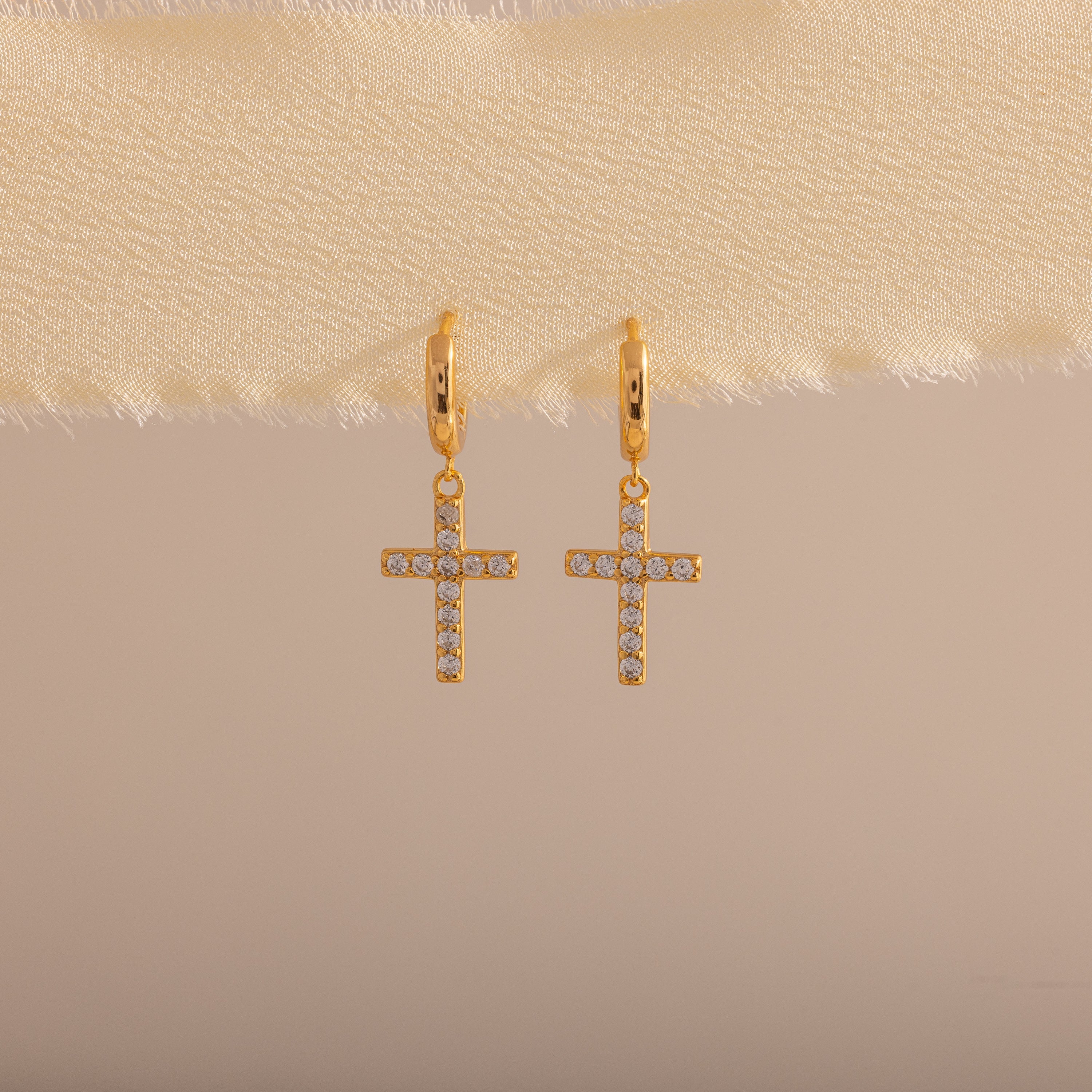 Pave Cross Hoops