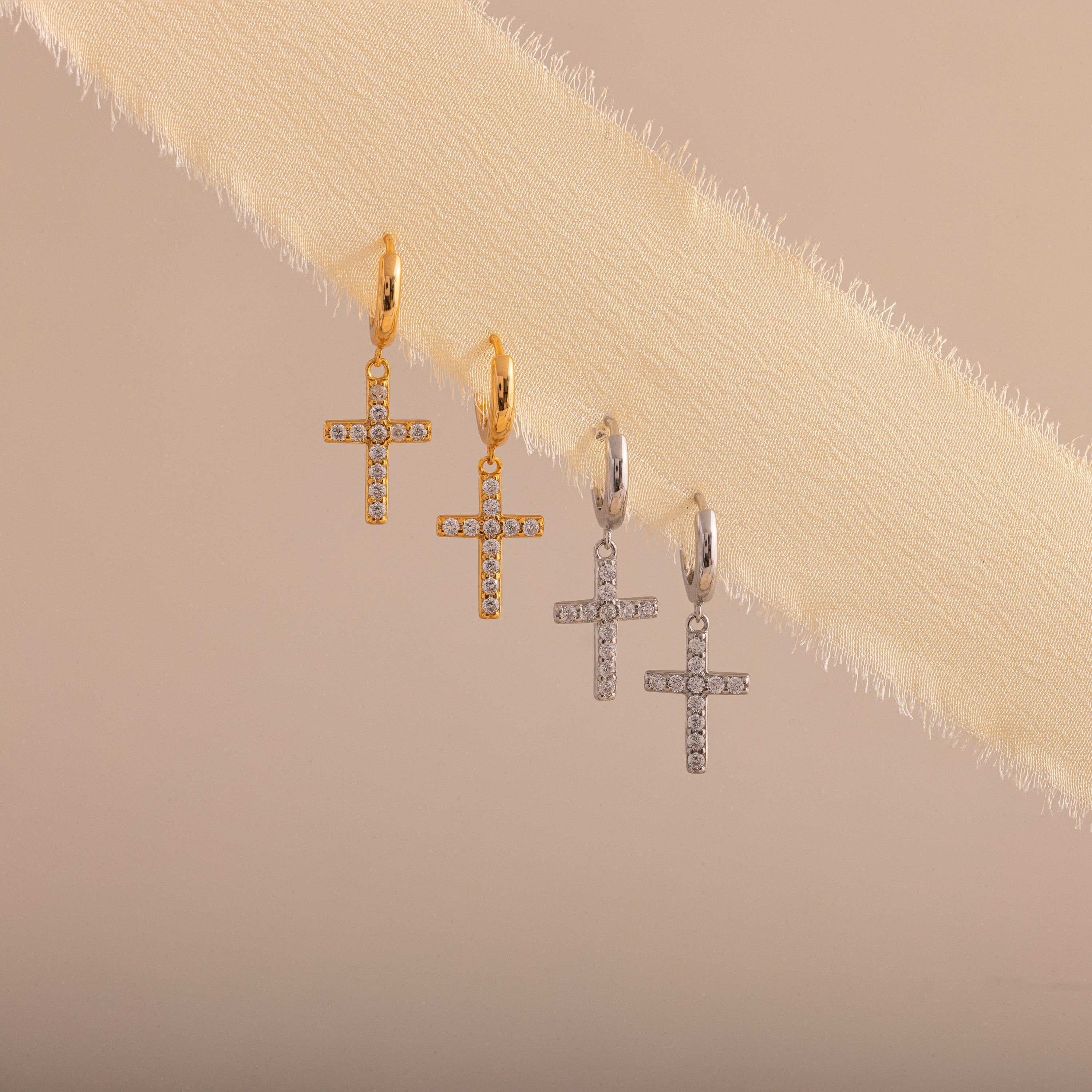 Pave Cross Hoops