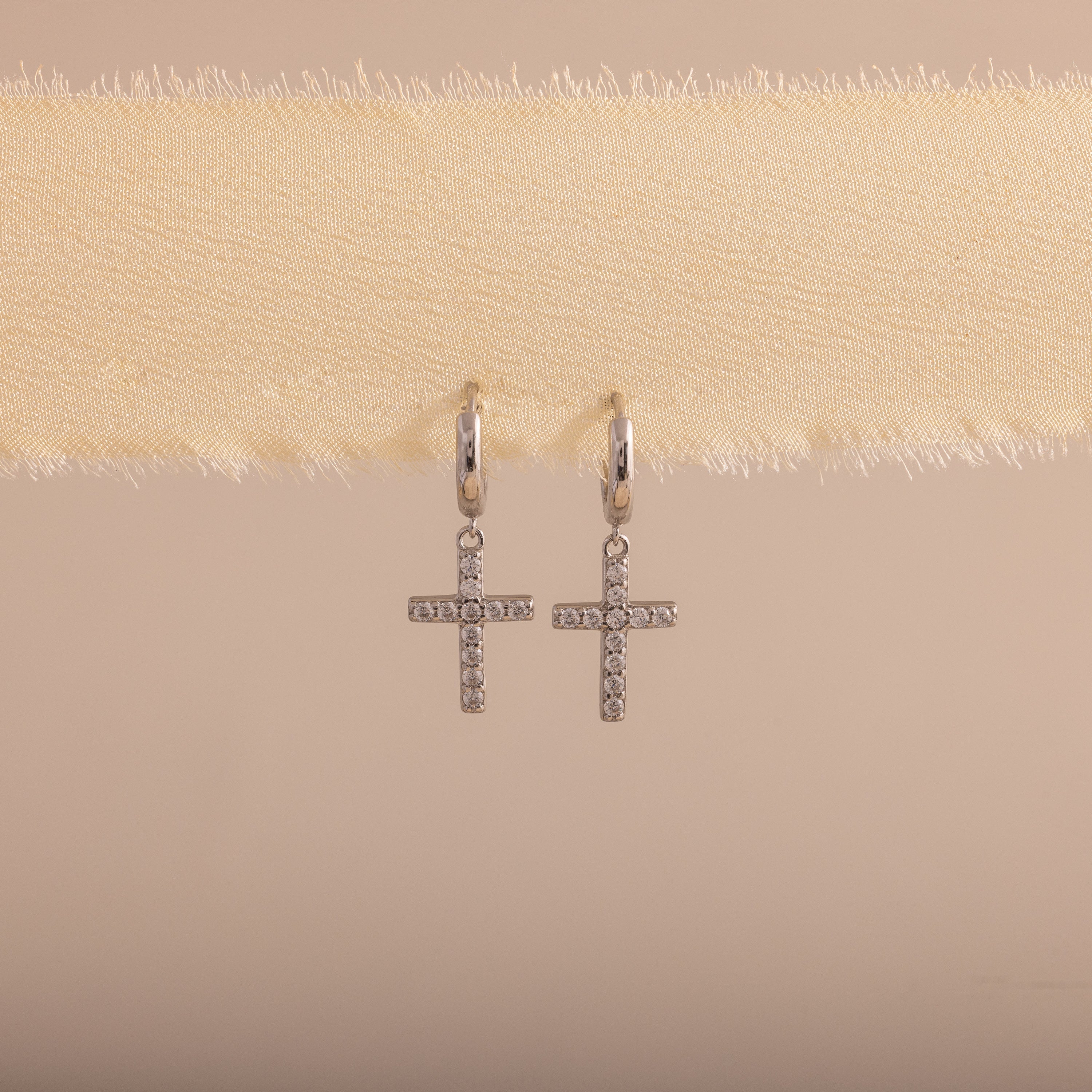 Pave Cross Hoops