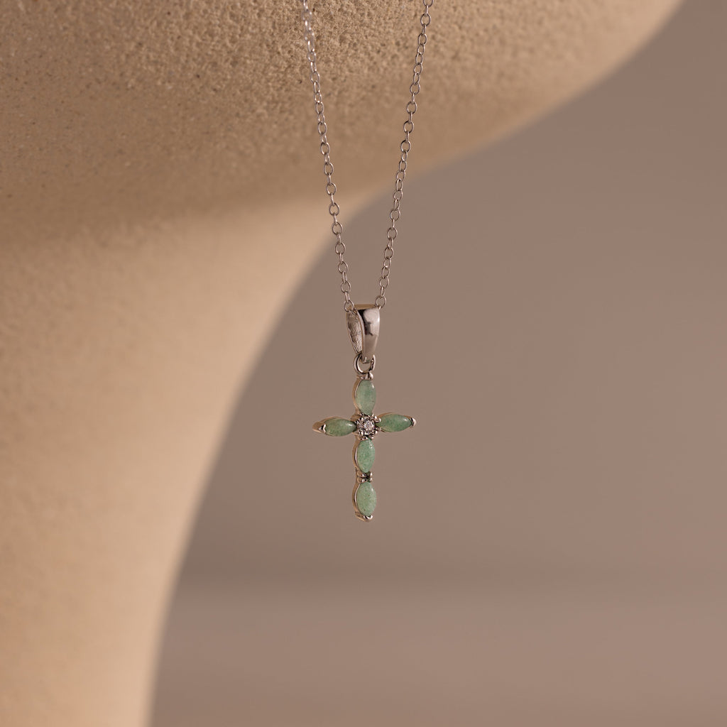 Marquise Jade Cross Necklace