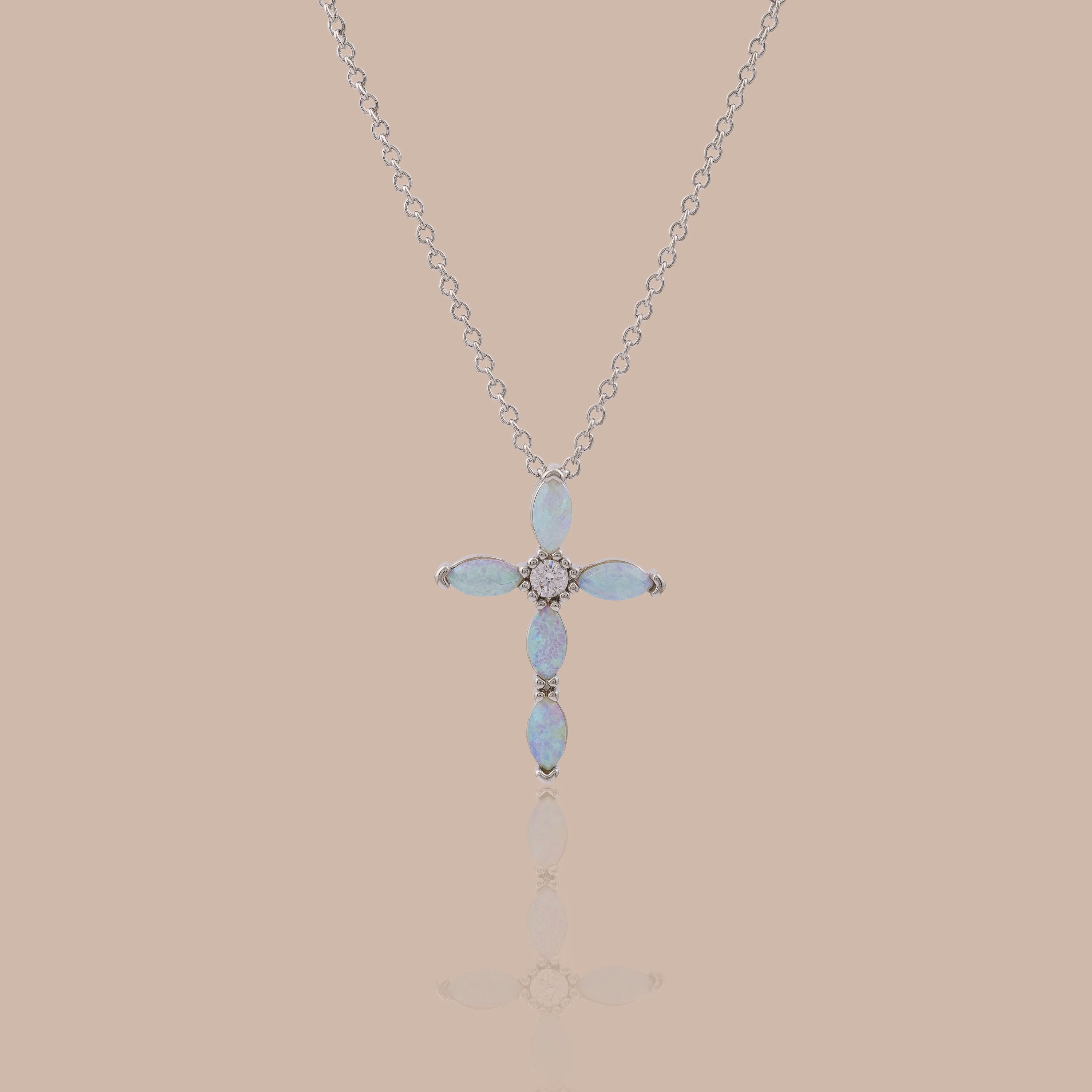 Marquise Gemstone Cross Necklace