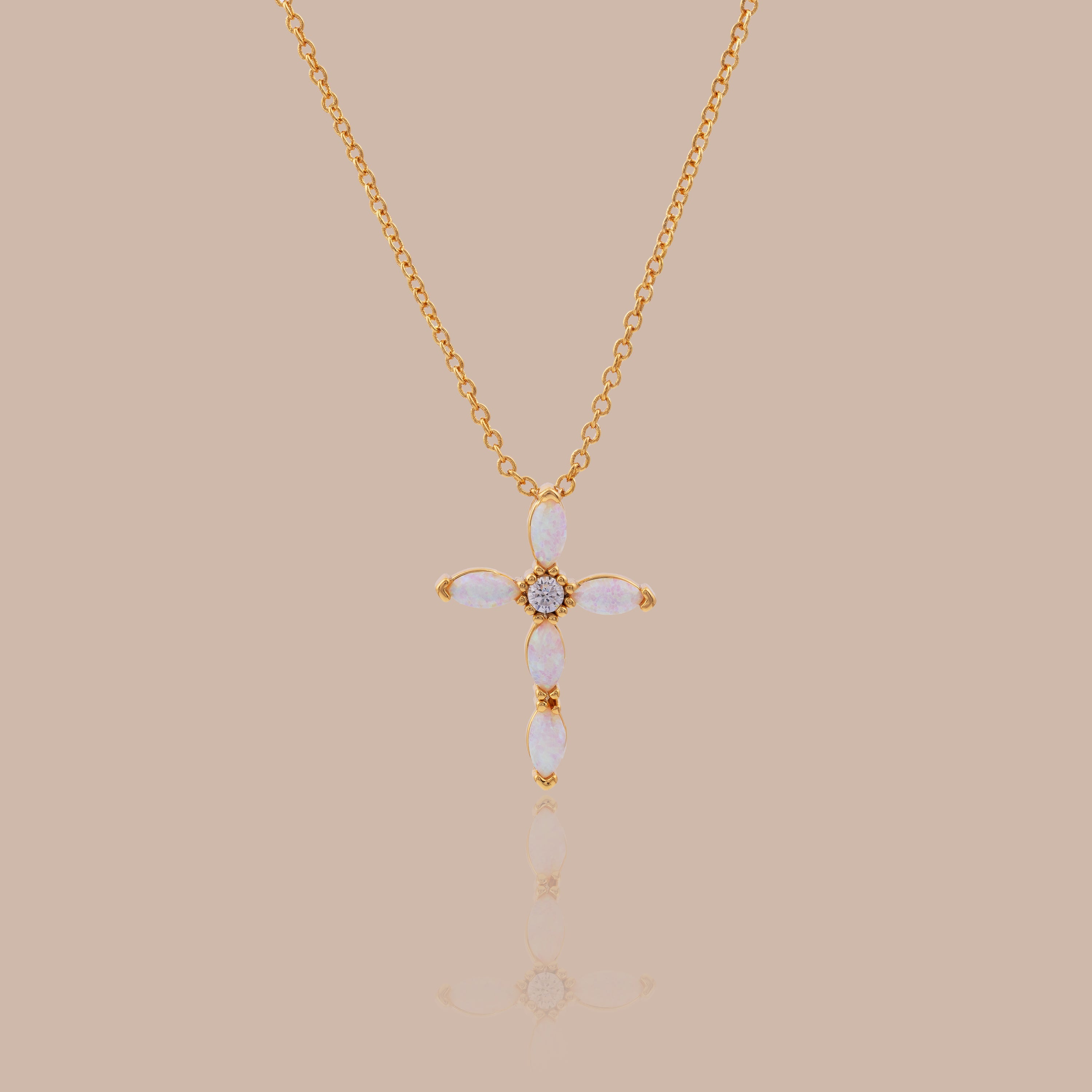 Marquise Opal Cross Necklace