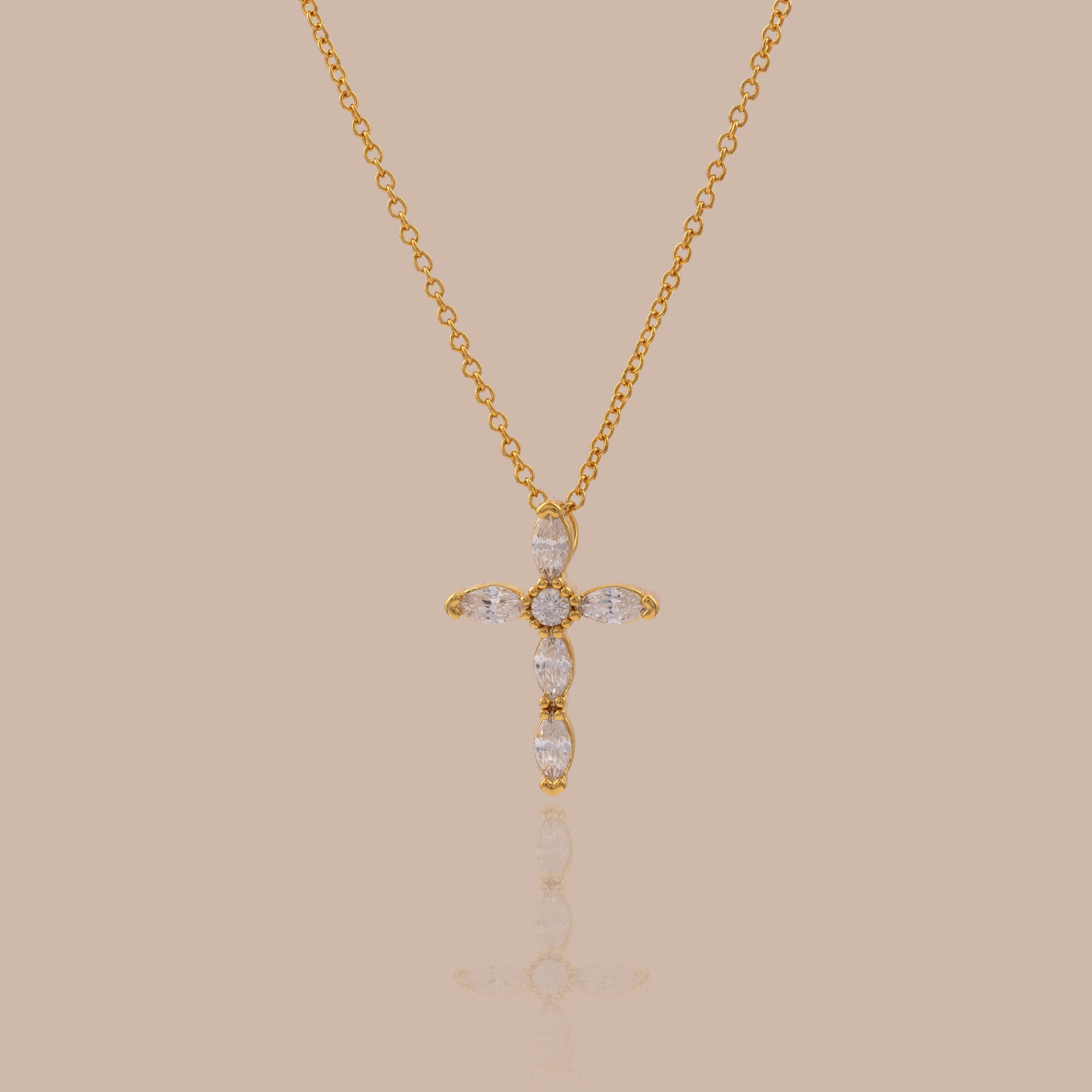 Marquise Diamond Cross Necklace