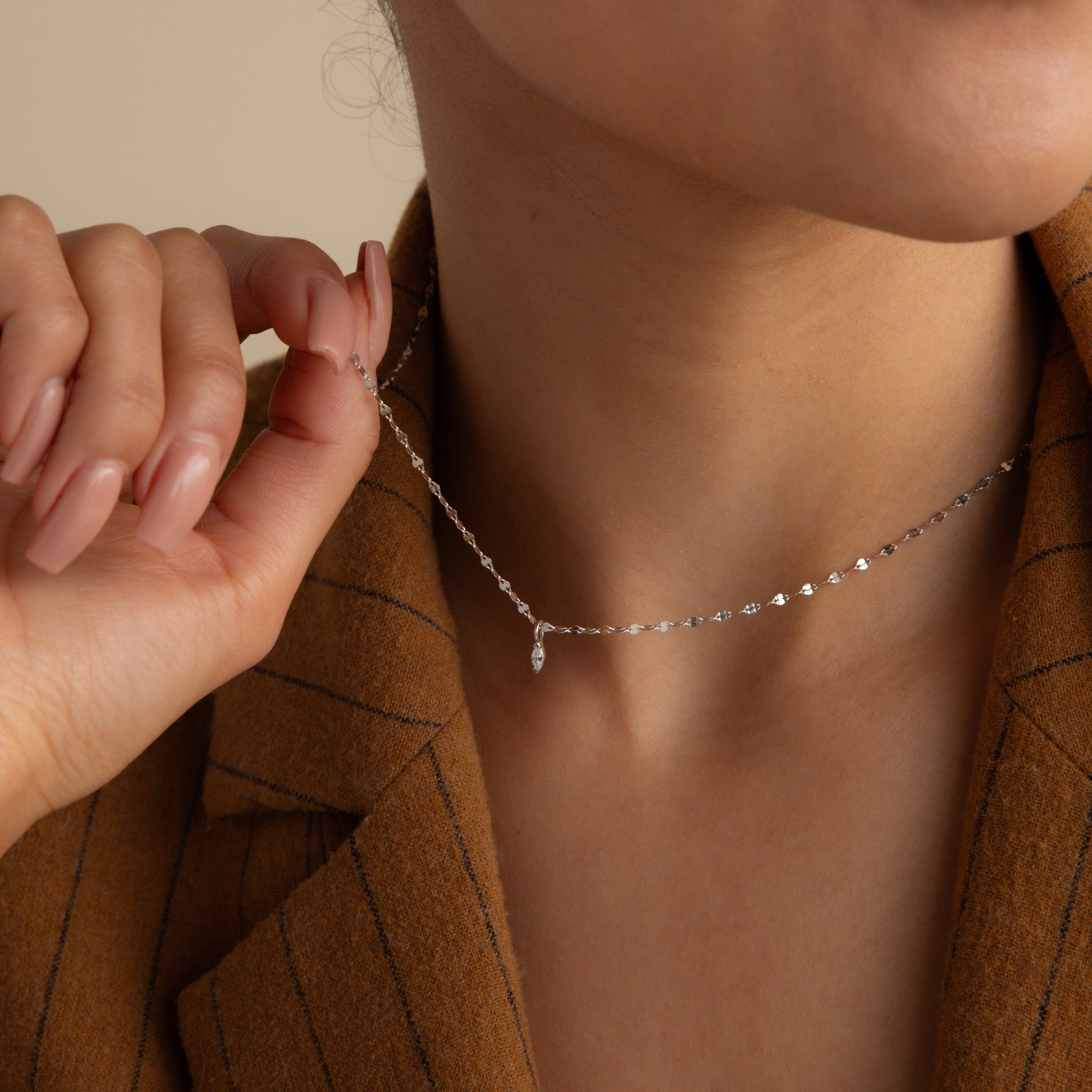Dainty Marquise Pendant Necklace