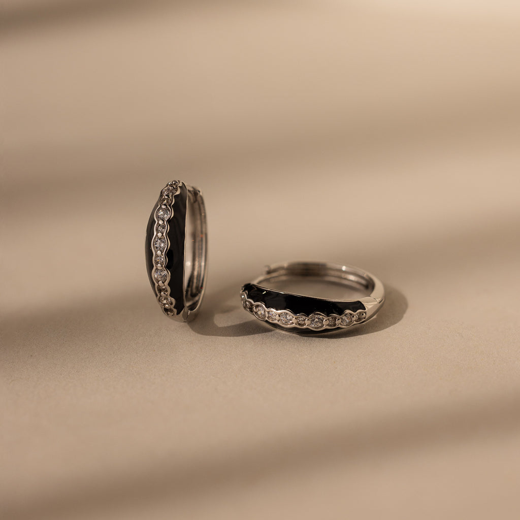 Noir Pave Dome Hoops