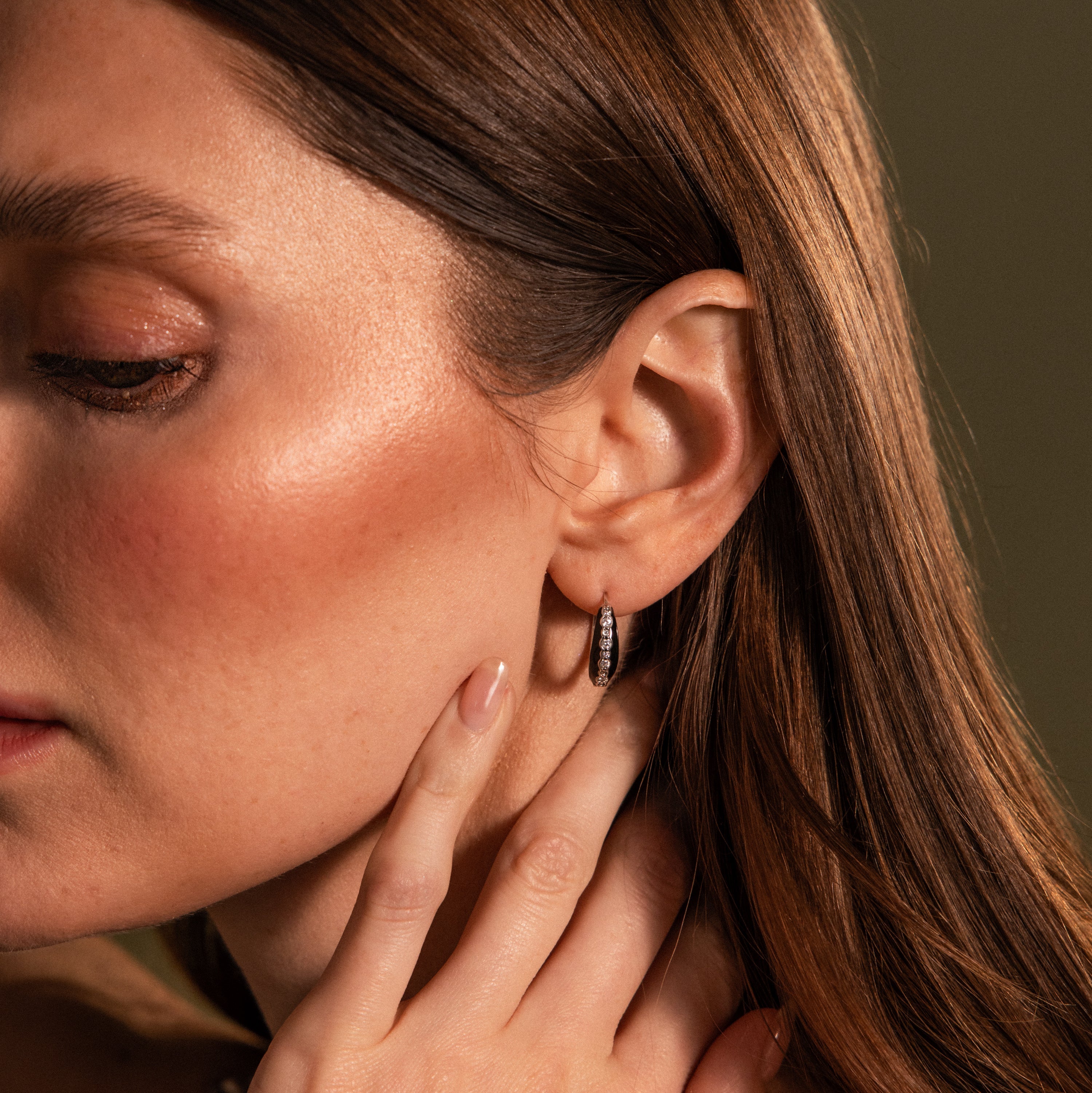 Noir Pave Dome Hoops