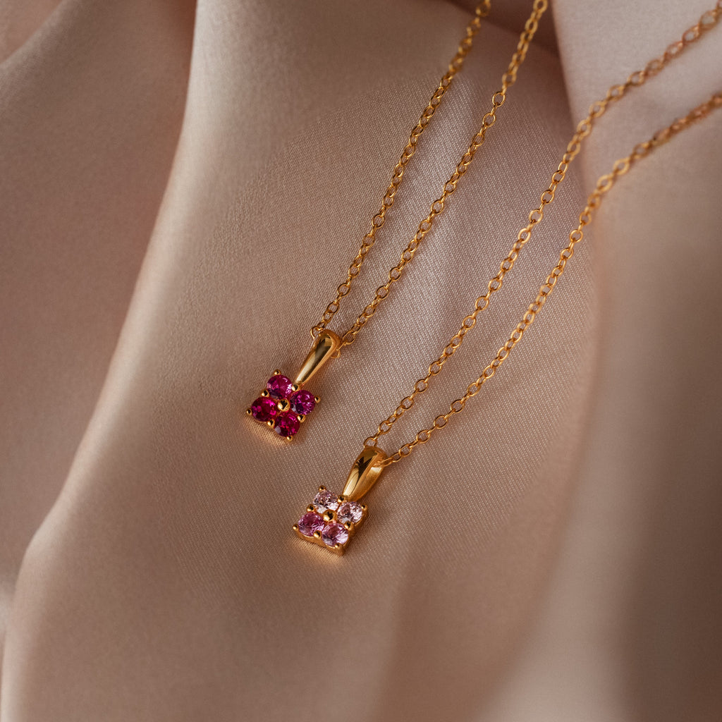 Ombre Birthstone Flower Necklace