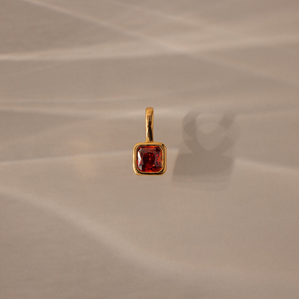 Square Bezel Birthstone Charm