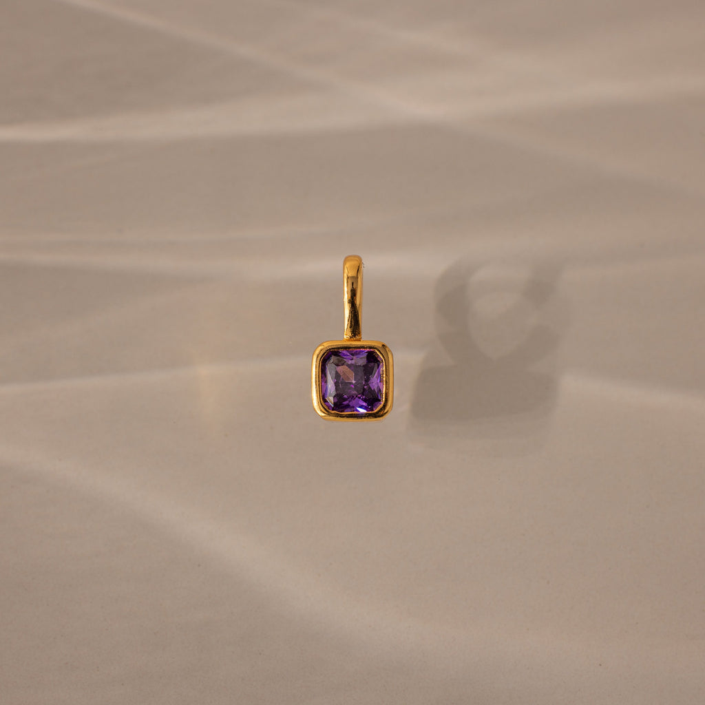 Square Bezel Birthstone Charm