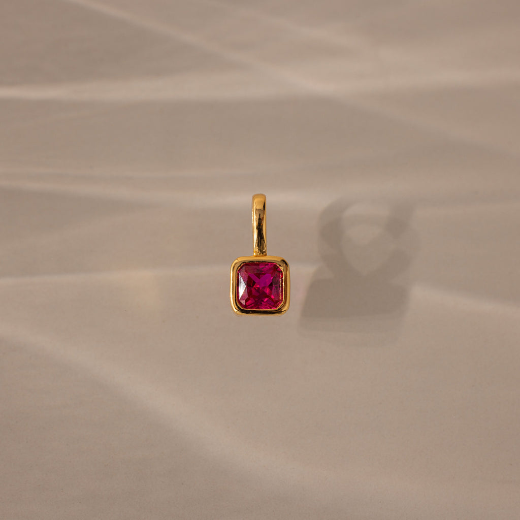 Square Bezel Birthstone Charm