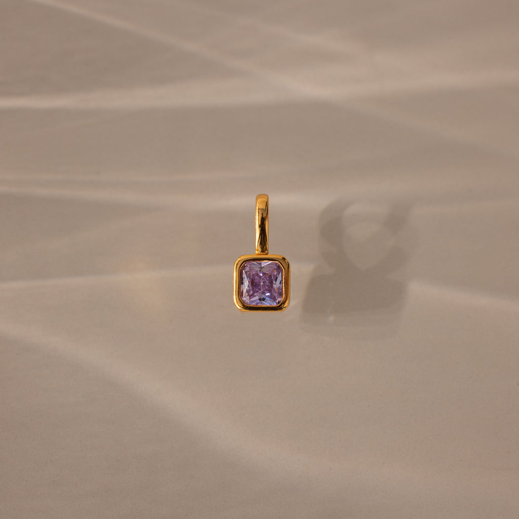 Square Bezel Birthstone Charm