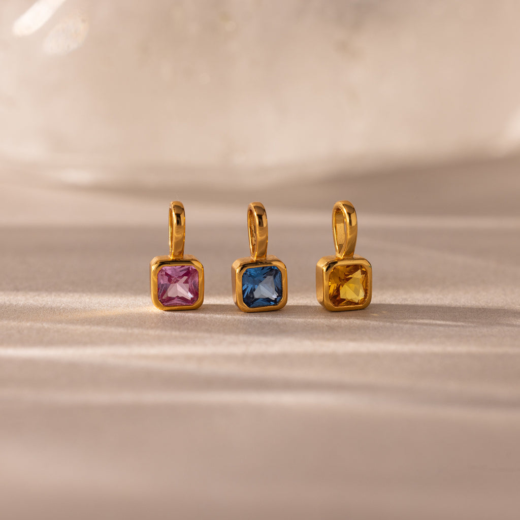 Square Bezel Birthstone Charm