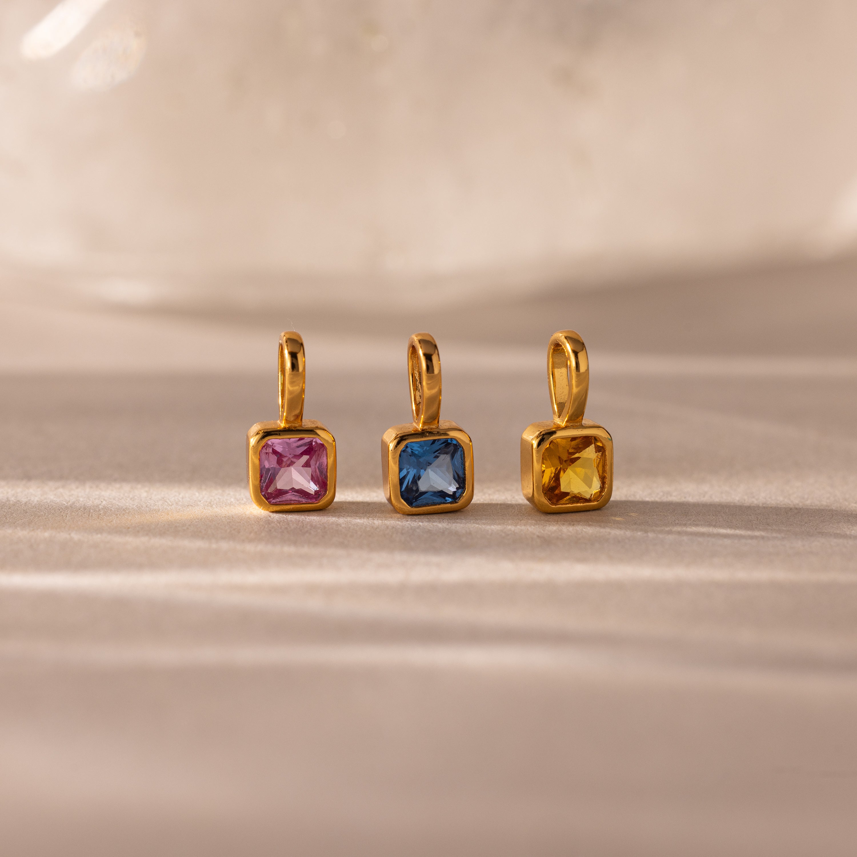 Square Bezel Birthstone Charm