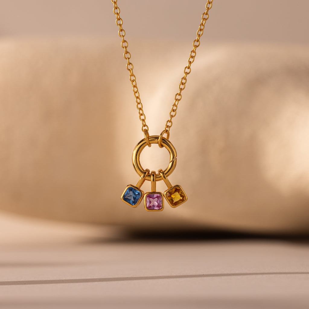Square Bezel Birthstone Charm