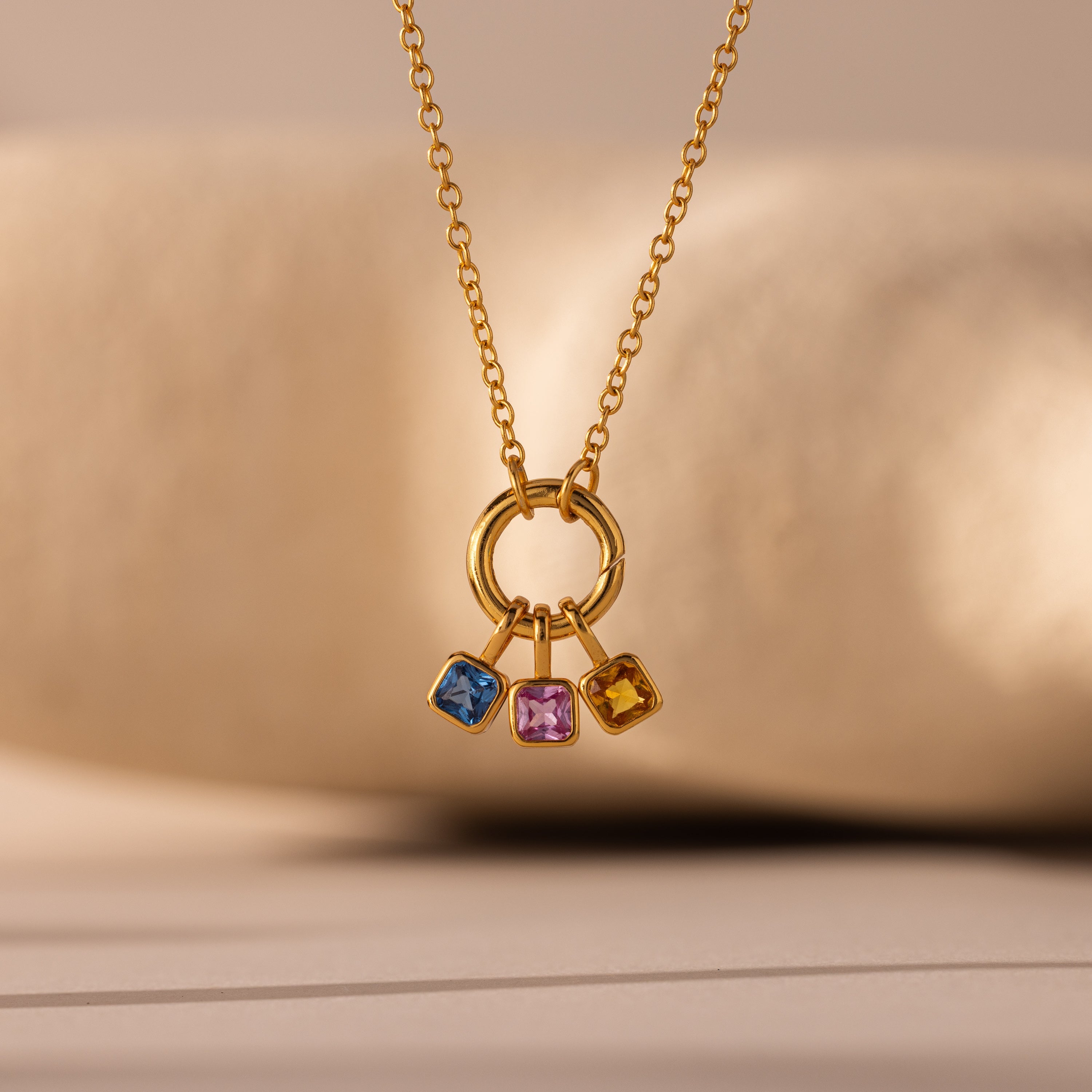 Square Bezel Birthstone Charm