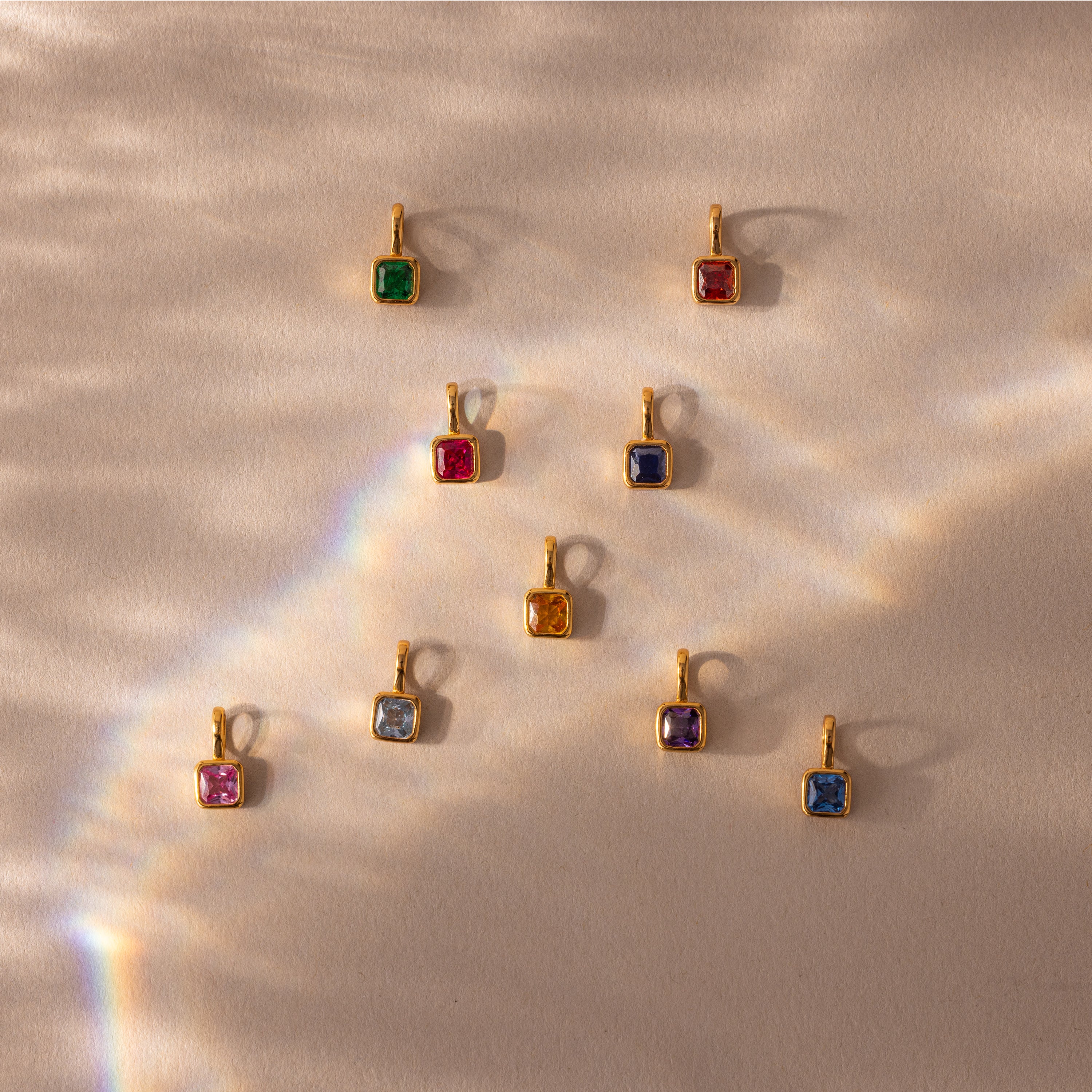 Square Bezel Birthstone Charm