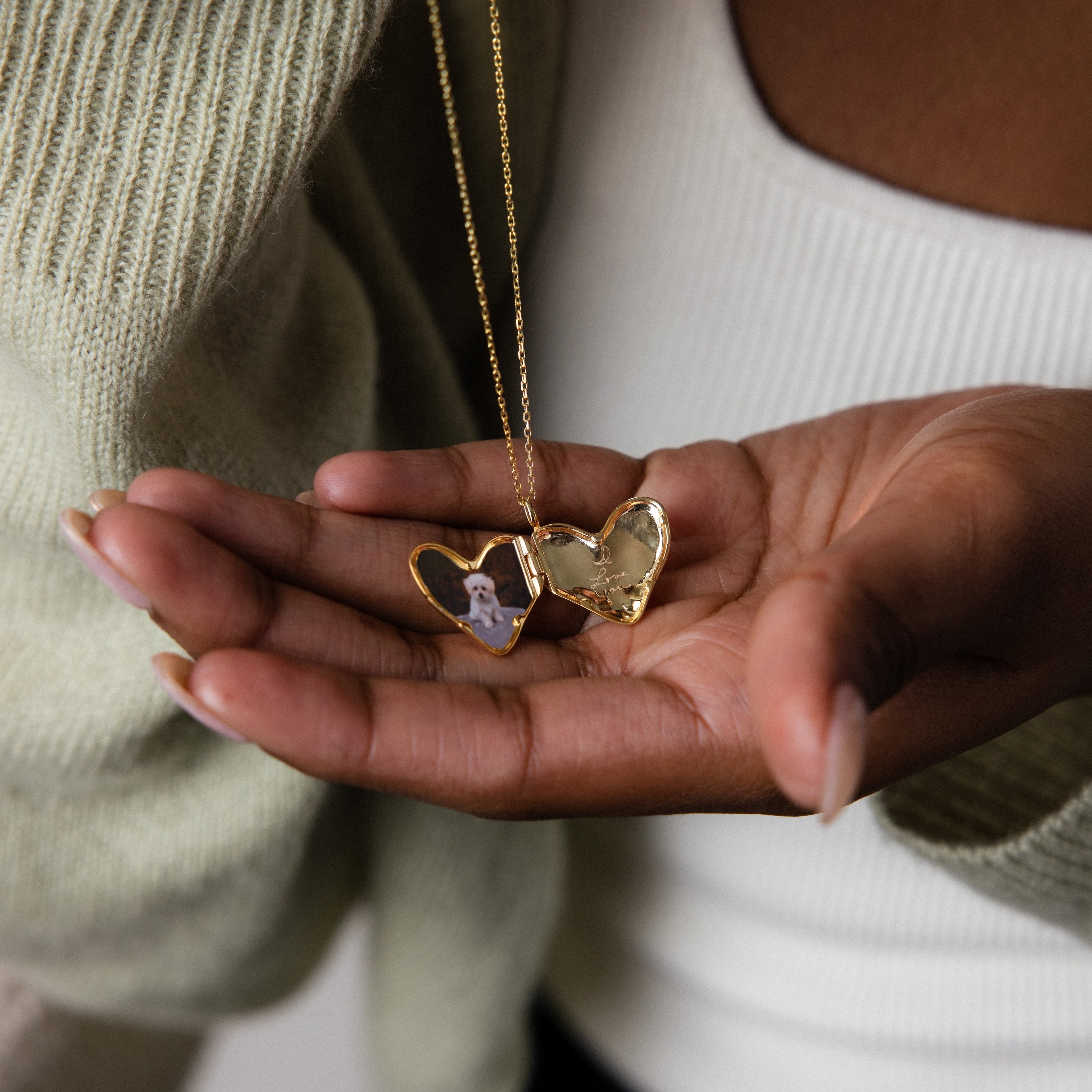 Organic Heart Locket Necklace