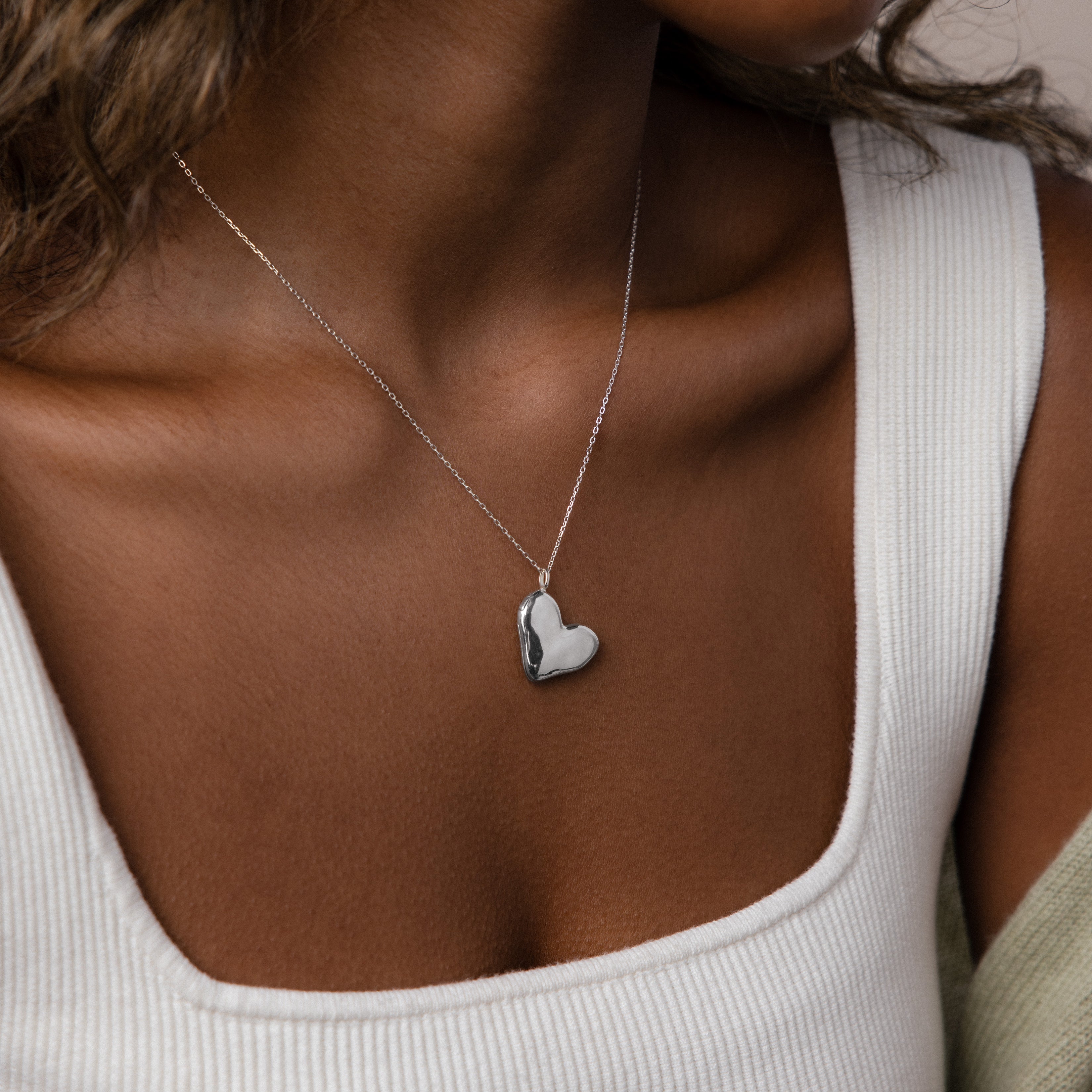 Organic Heart Locket Necklace