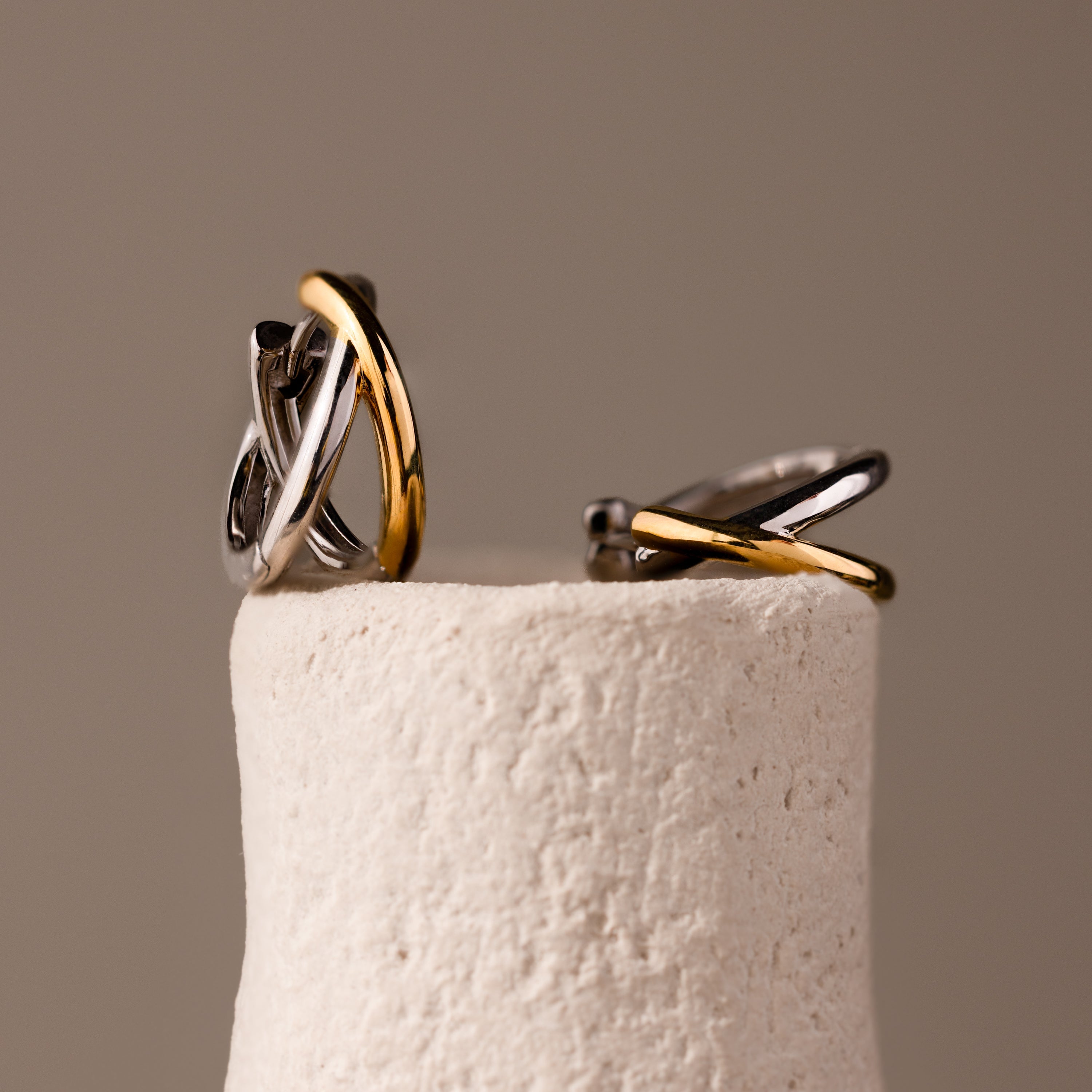 Laced Mixed Metal Huggies