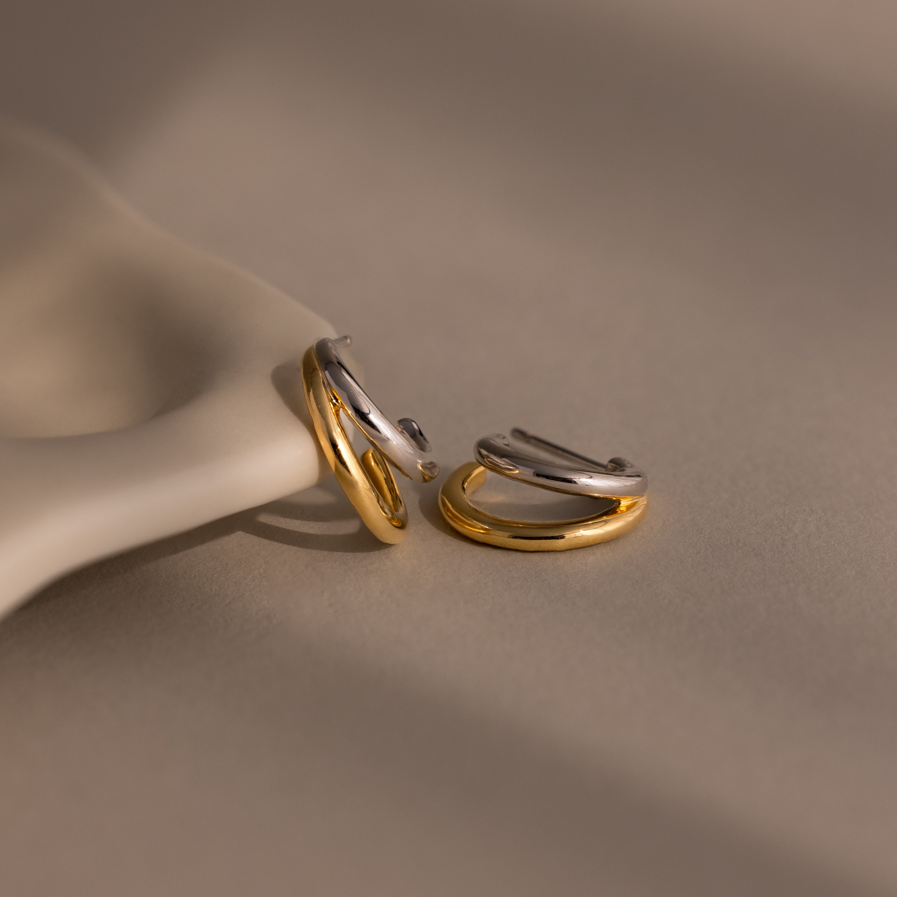 Mixed Metal Duo Hoops