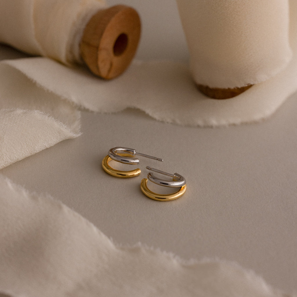 Mixed Metal Duo Hoops