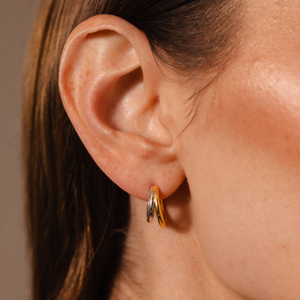 Mixed Metal Duo Hoops