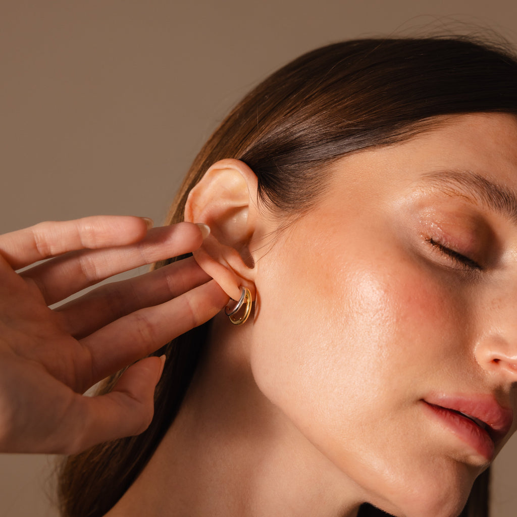 Mixed Metal Duo Hoops