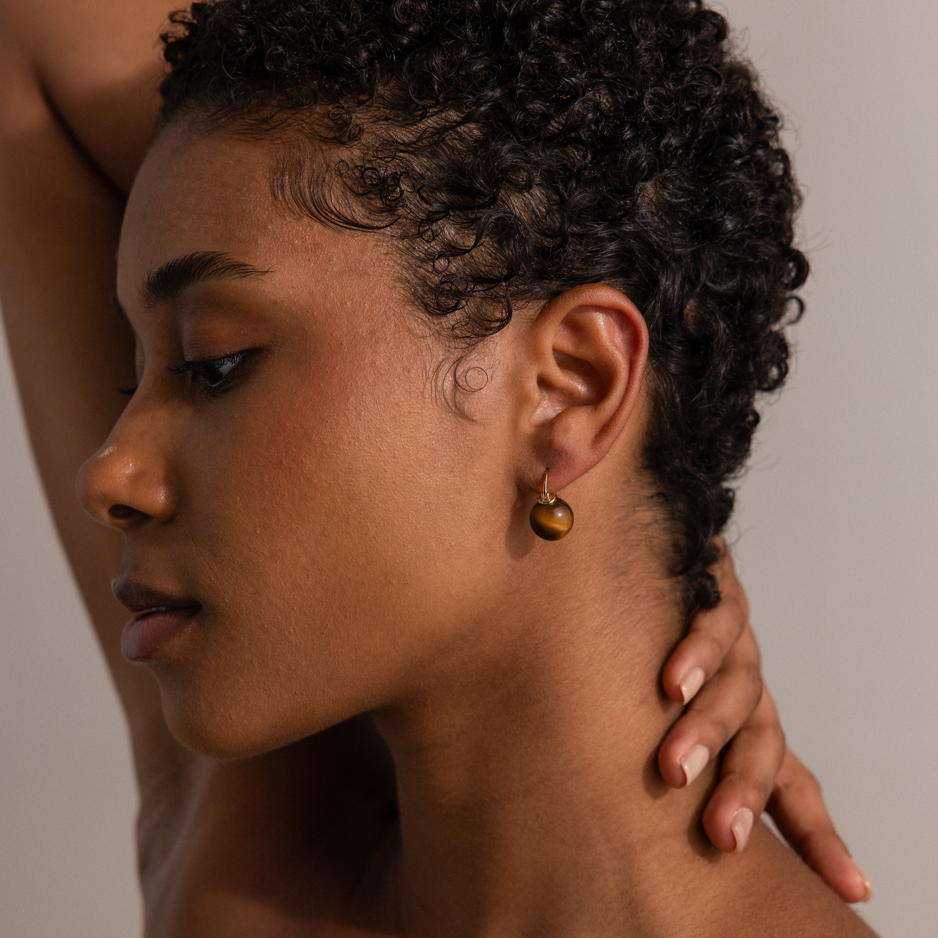 Tiger's Eye Dome Drop Earrings