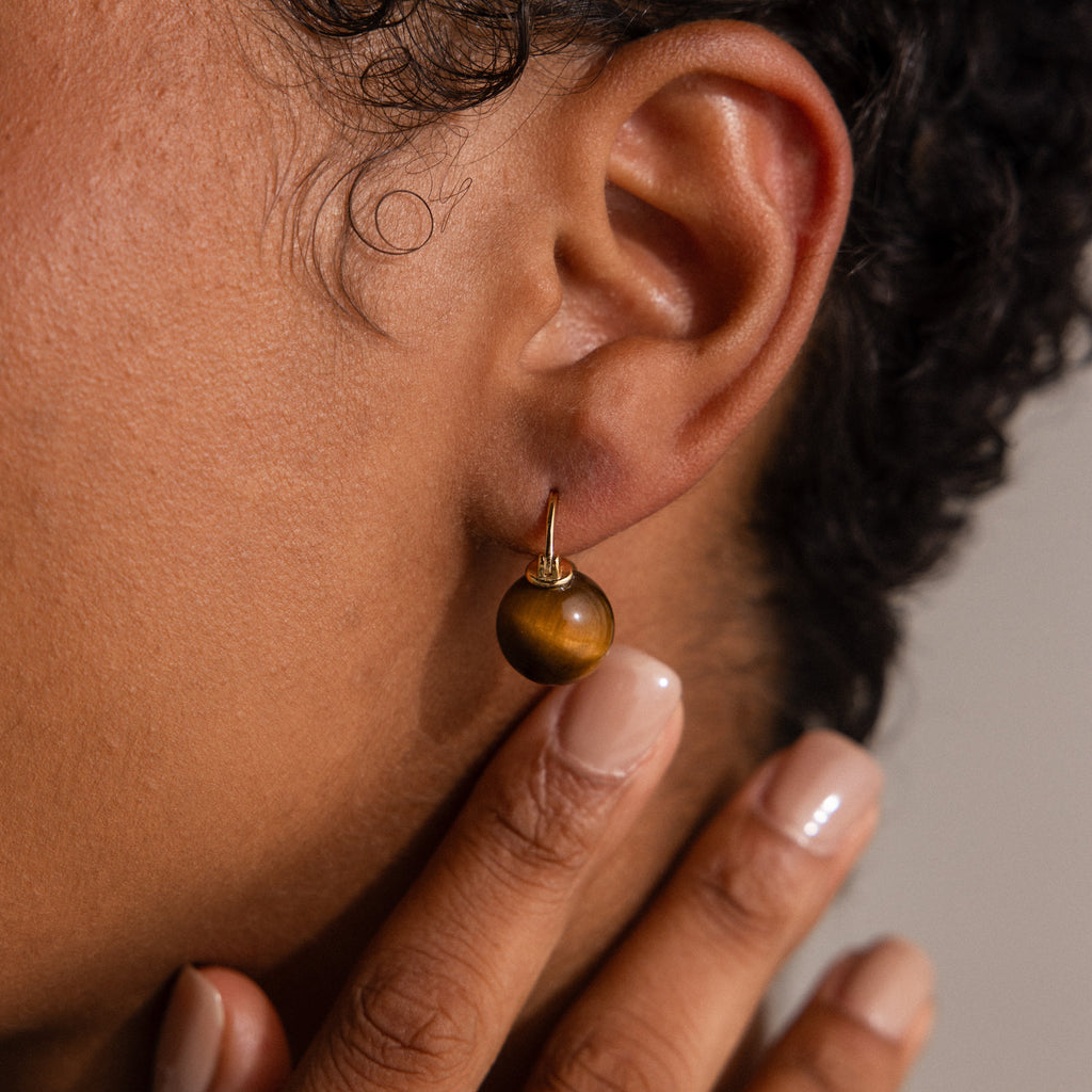 Tiger's Eye Dome Drop Earrings