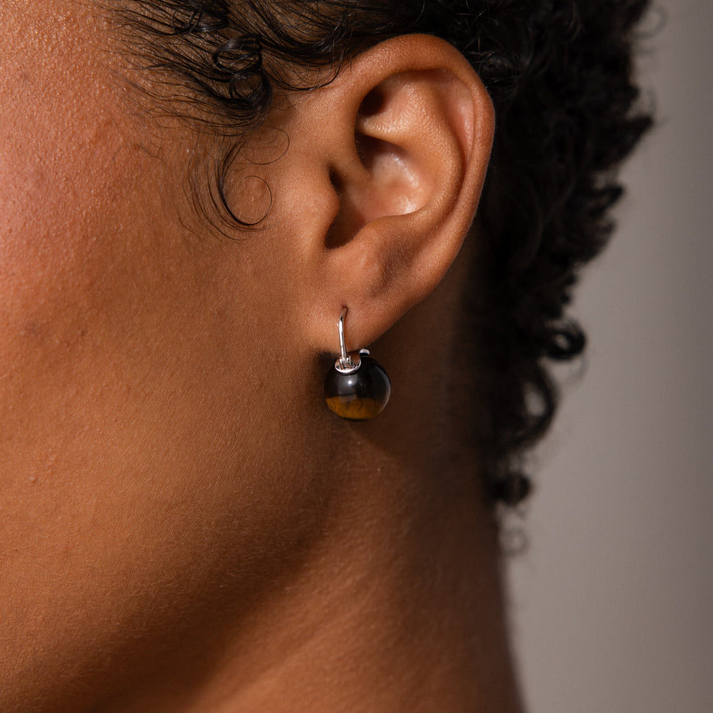 Tiger's Eye Dome Drop Earrings