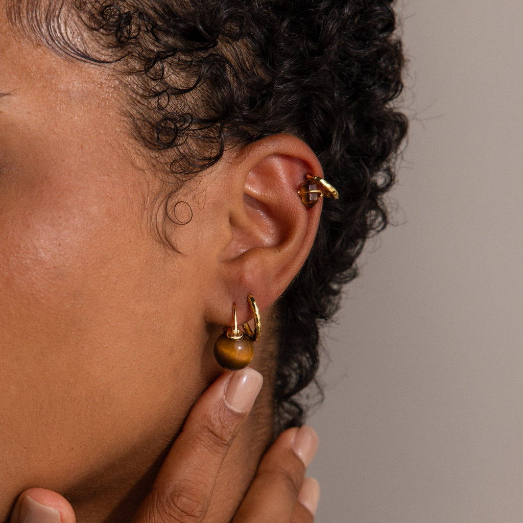 Tiger's Eye Dome Drop Earrings