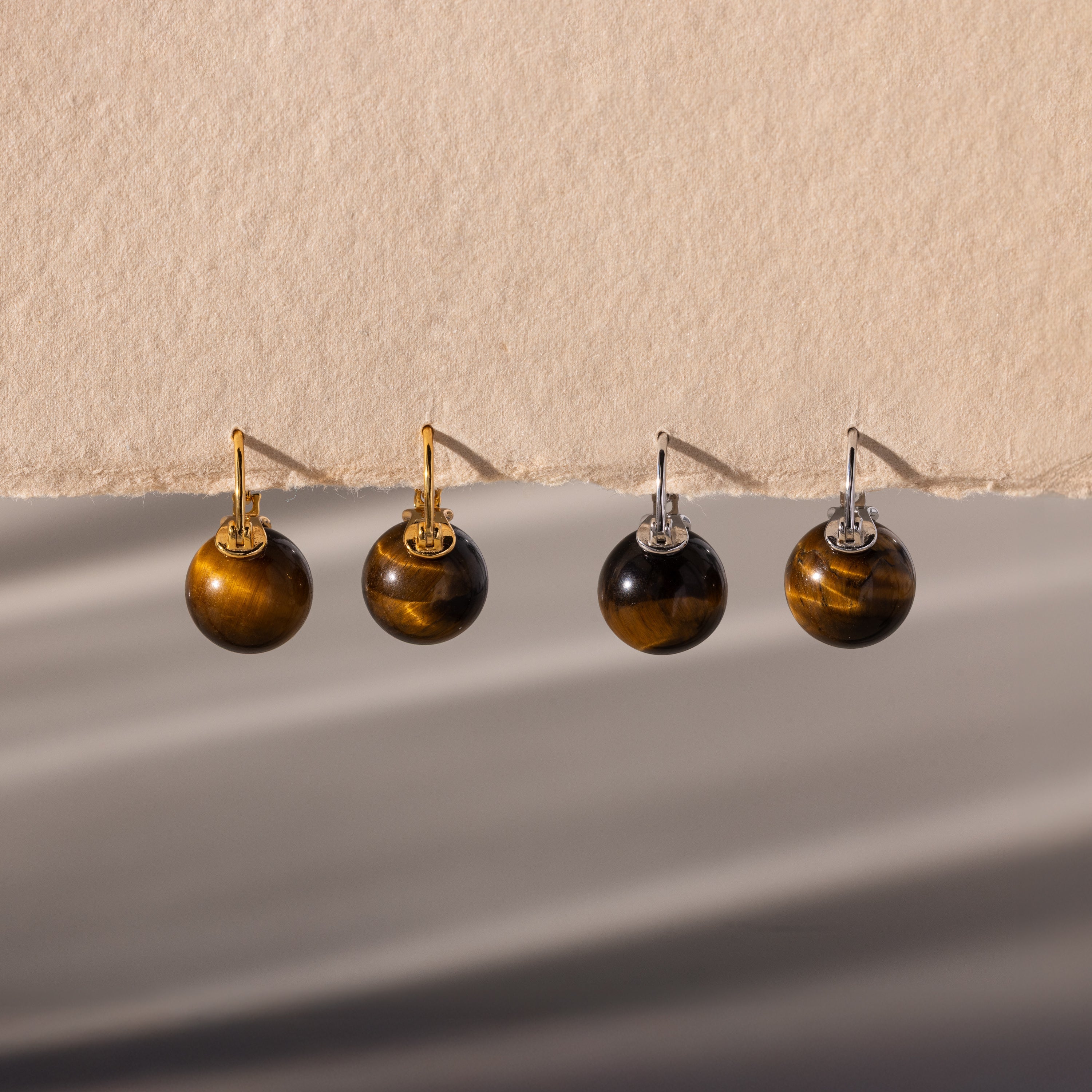 Tiger's Eye Dome Drop Earrings