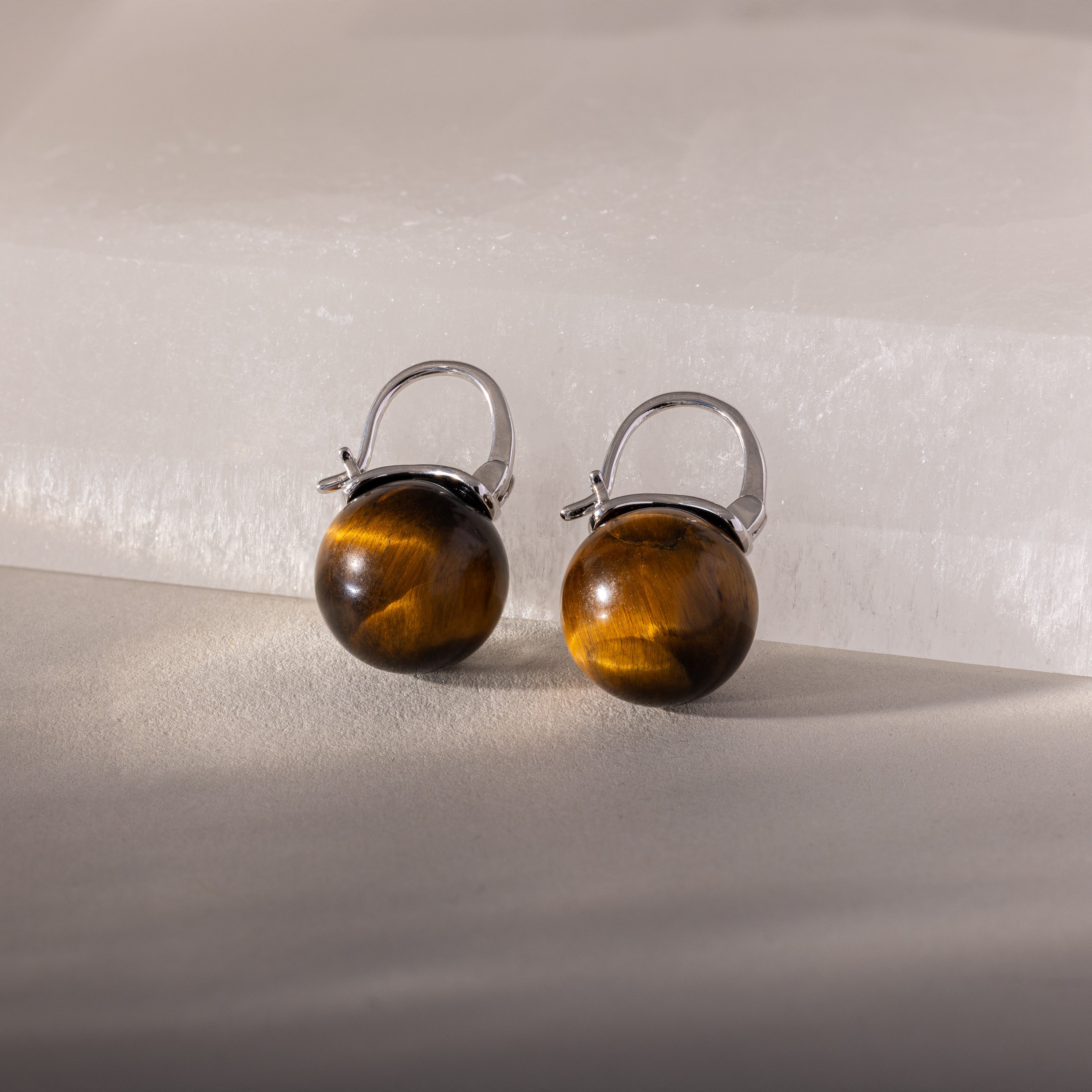 Tiger's Eye Dome Drop Earrings