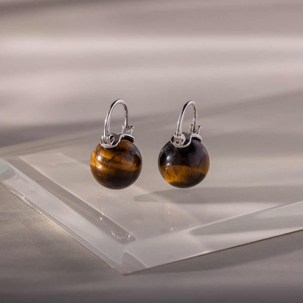 Tiger's Eye Dome Drop Earrings
