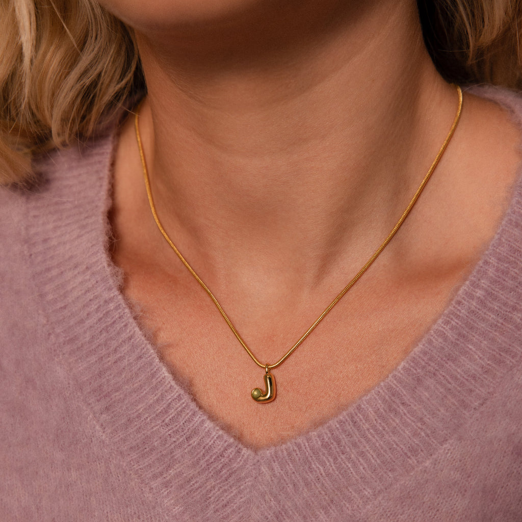 Gemstone Bubble Initial Necklace