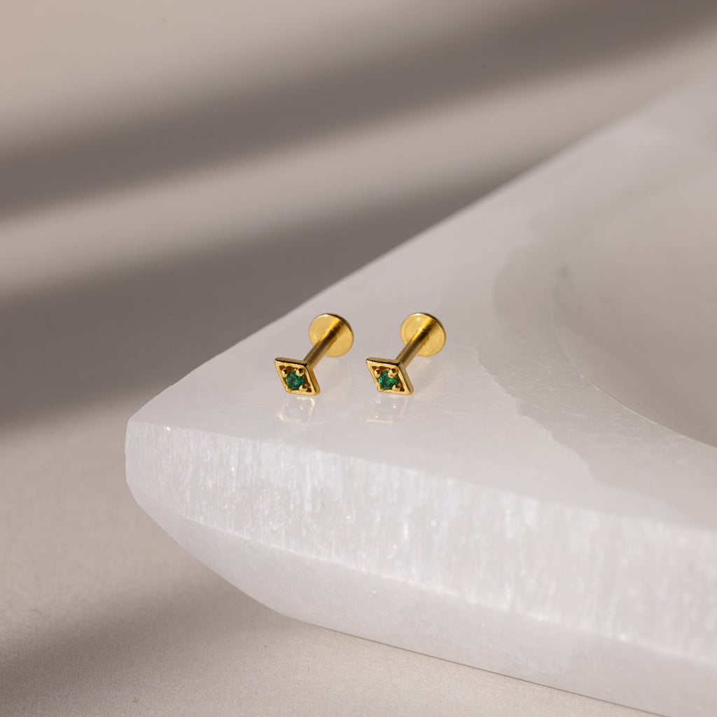 Geometric Birthstone Flat Back Studs