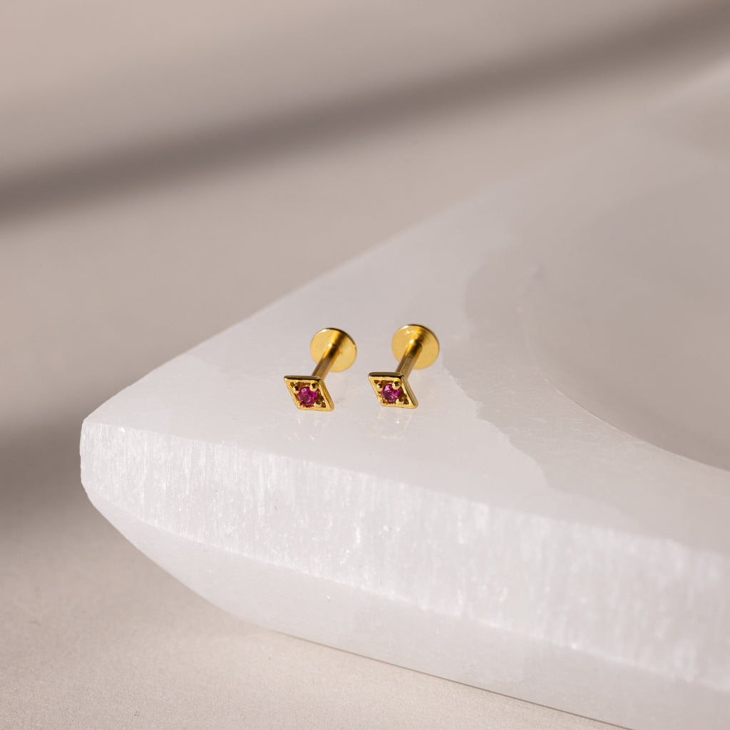 Geometric Birthstone Flat Back Studs