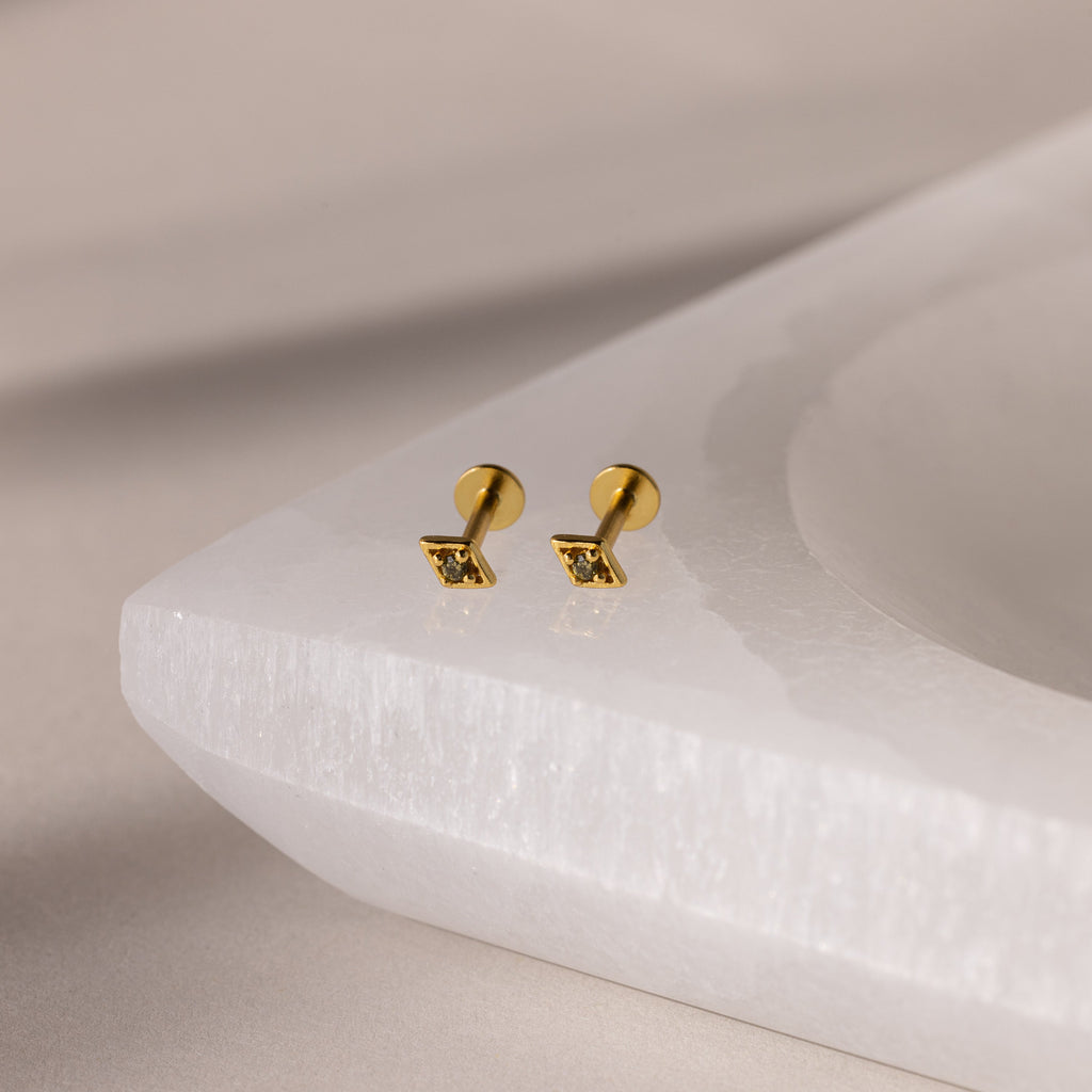 Geometric Birthstone Flat Back Studs