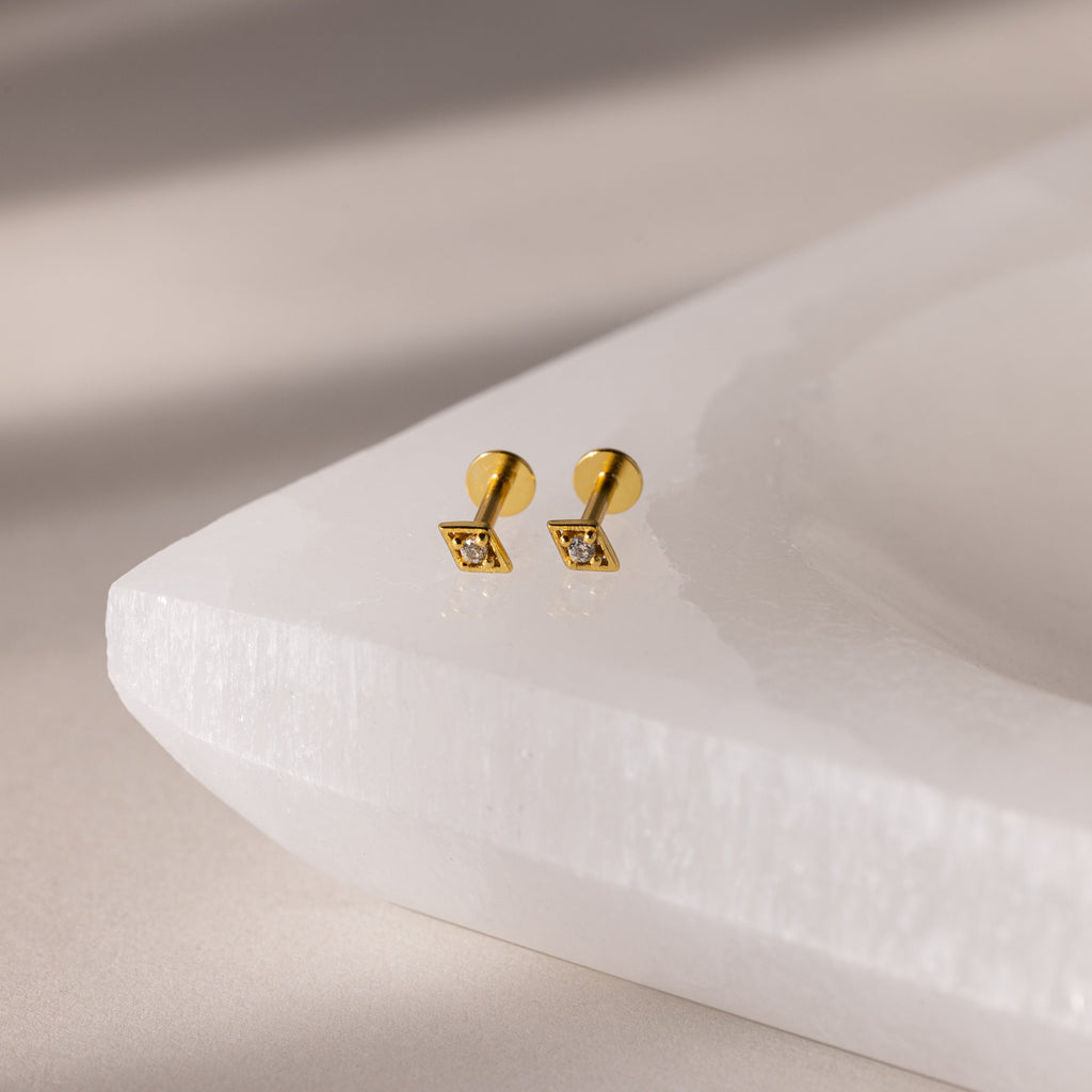 Geometric Birthstone Flat Back Studs