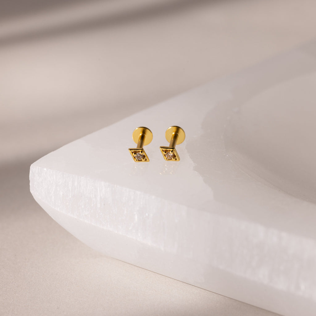 Geometric Birthstone Flat Back Studs
