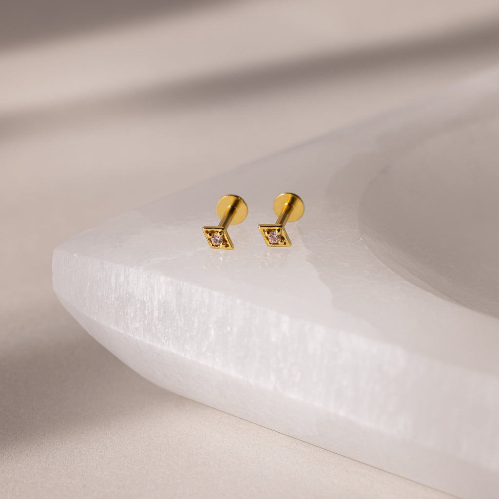 Geometric Birthstone Flat Back Studs