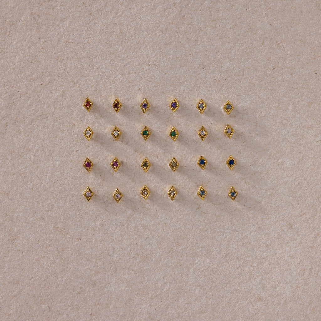 Geometric Birthstone Flat Back Studs
